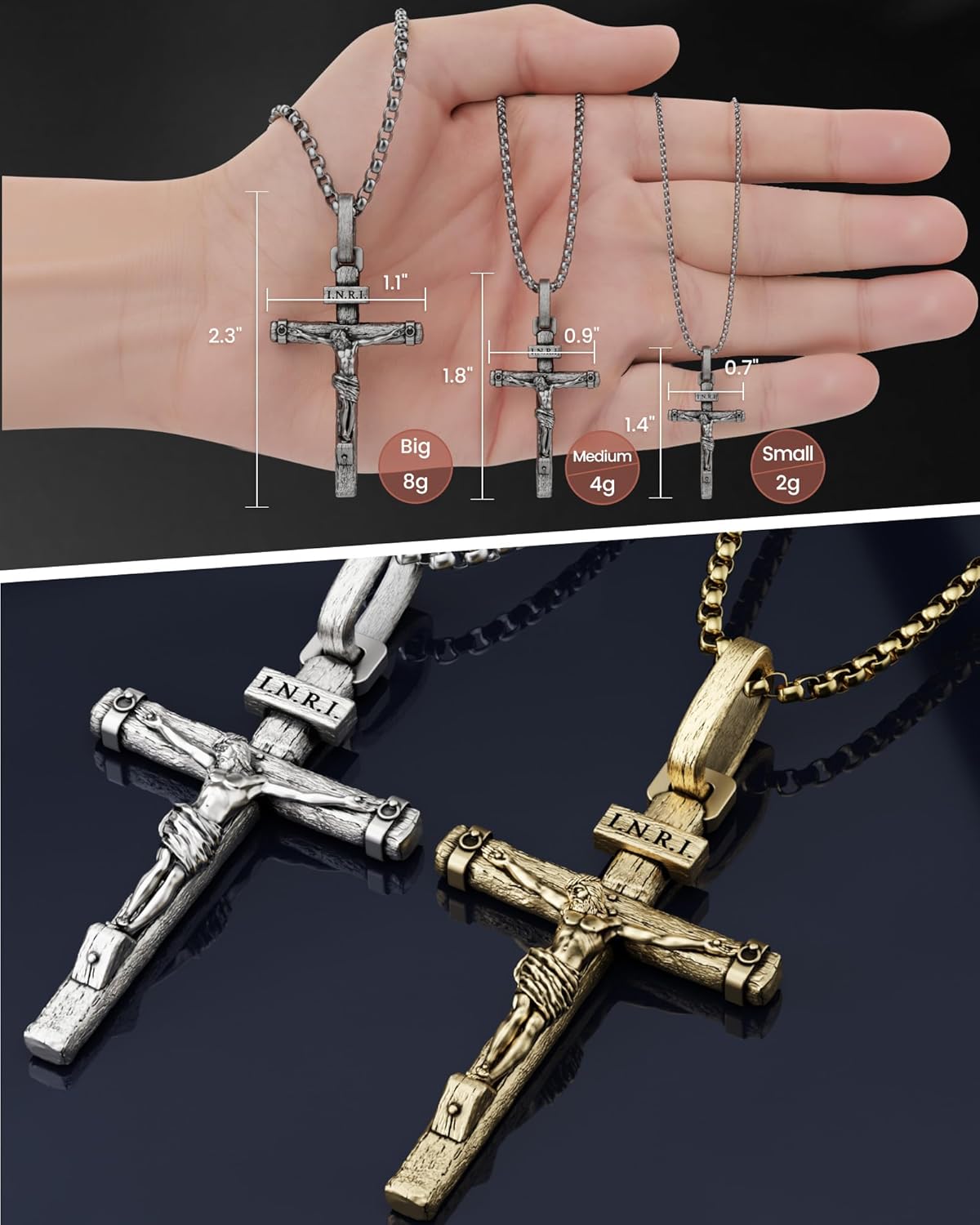 Crucifix Cross Necklace - Exquisite Jesus Pendant, Slatted Cross, Fade-Resistant, Skin-friendly, Christian Jewelry for Men and Women - Image 6