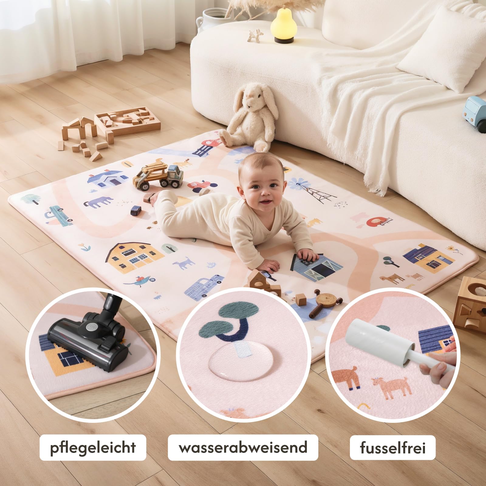 Hakuna Matte Wolkenweiche Spielmatte Baby 160x120x1,5cm | Kinderzimmer Teppich mit hochwertigem Hochdichter Polyurethan – Krabbelmatte Baby mit rutschfester Unterseite