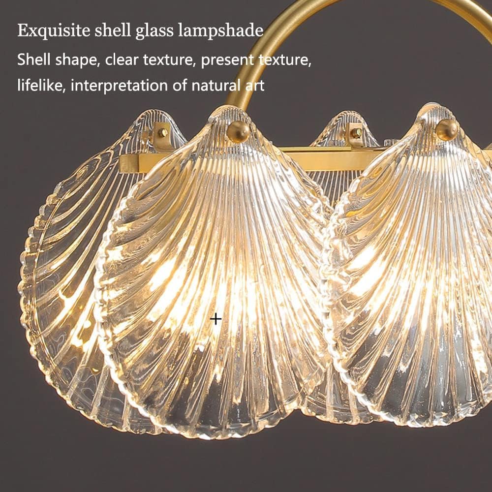 Lampadari a sospensione in rame antico Lampadario a conchiglia in vetro a coste Lampadario moderno a sospensione nordico Lampadario a isola lineare Lampadario costiero Boho per sala da pranzo Tavolo
