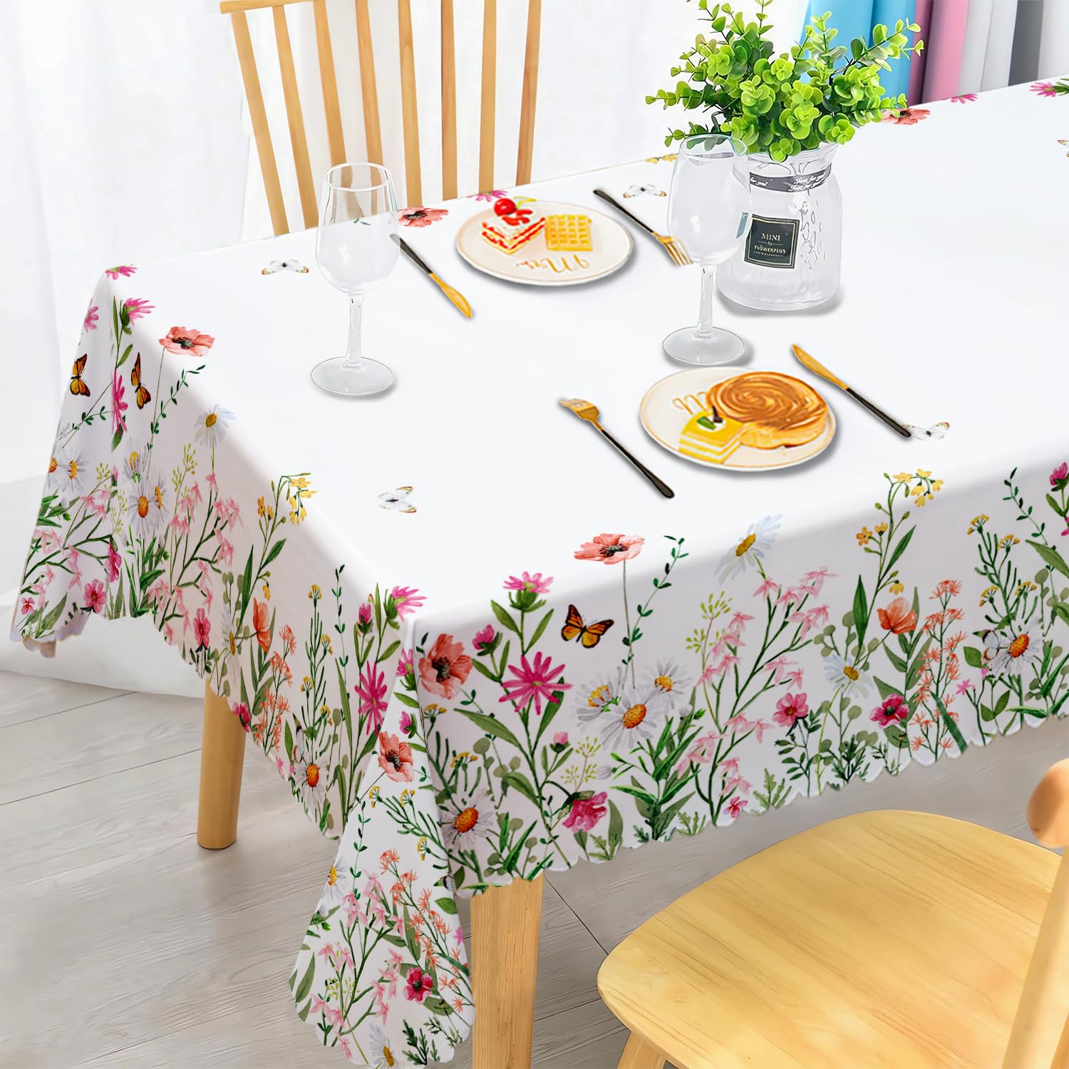 iEvery Tischdecke landhausstil Tischdecke Wasserdicht Anti-Falten Table Cloth für Küche, Esstisch, Couchtisch, Parteien, Abendessen