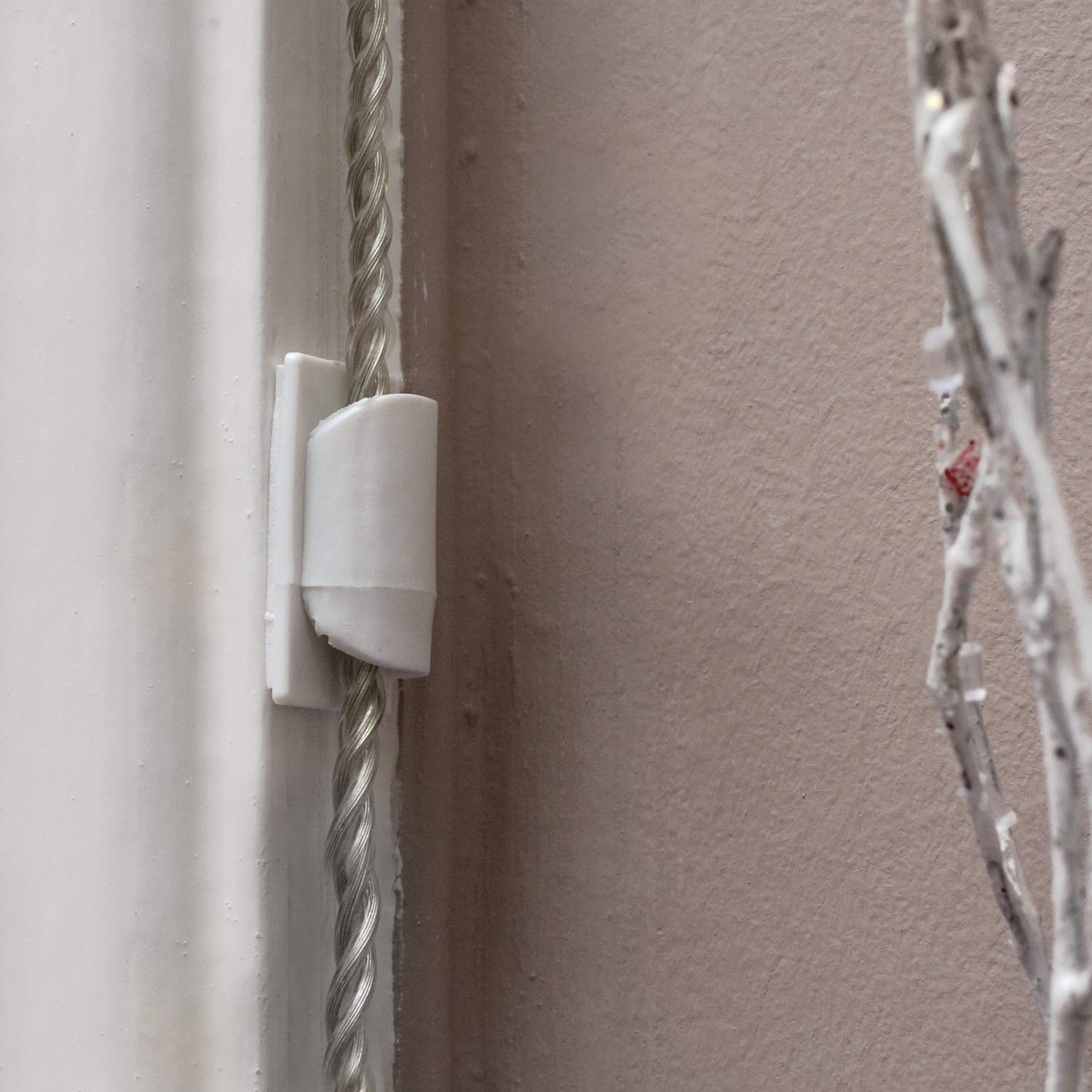 D-Line CTCLIP20PK, Klipsy do układania kabli, praktyczne mocowanie kabli samoprzylepnych, Zaciski kablowe do ładowarek mobilnych i oświetlenie dekoracyjne - Pakiet 20, Biały