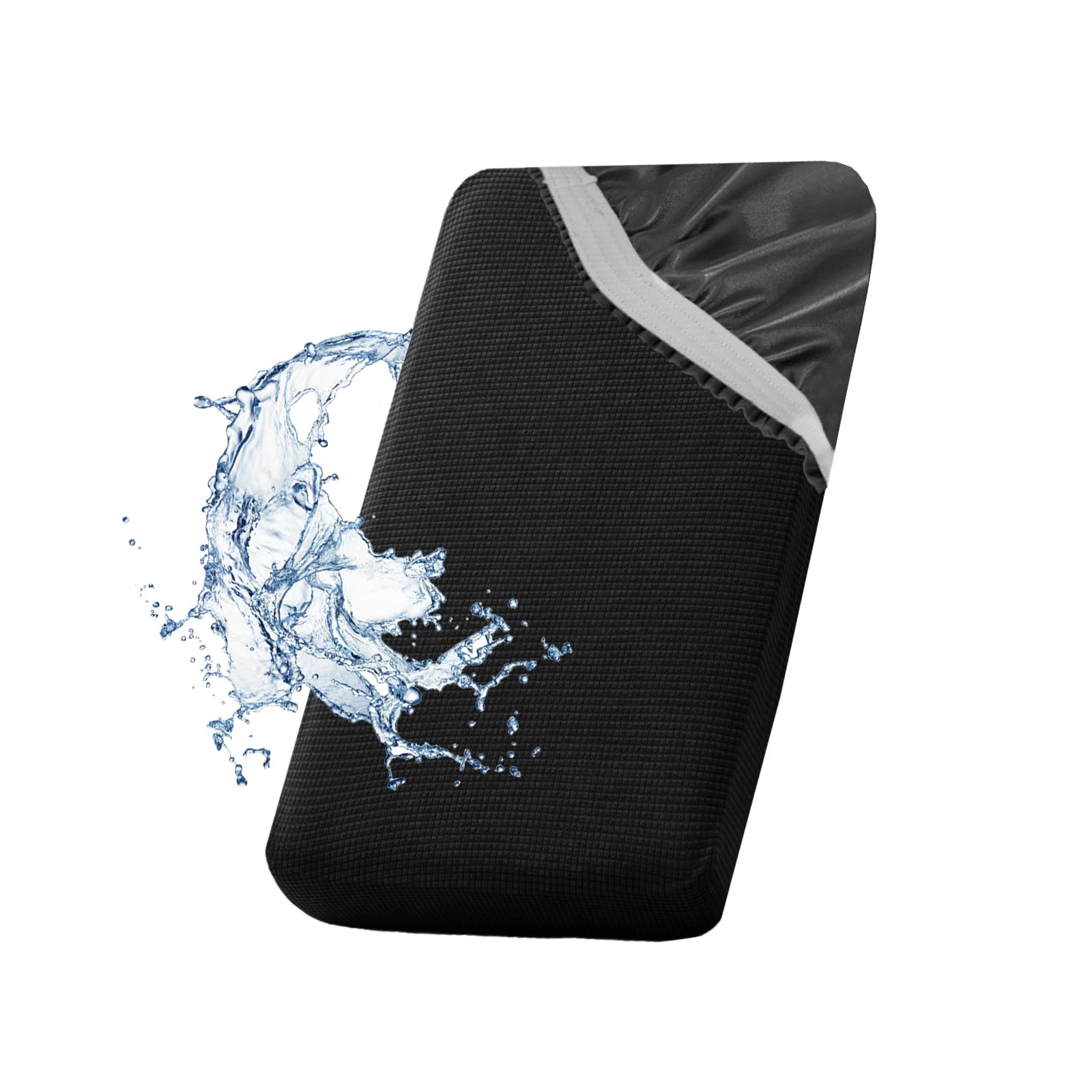 SYLC Waterproof Sofa Cushion Cover, Non-slip Sofa Seat Cushion Covers with Ties, Stretch Couch Cushion Covers Replacement (Black,W 230-280 cm, D 55-65 cm) โ image 1