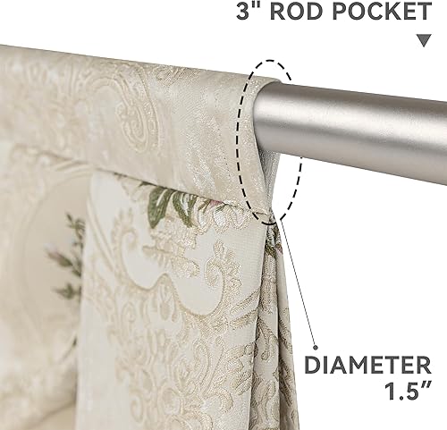 Miniatura 5 de Loom and Mill Cenefa de cascada de jacquard de lujo para sala de estar, dormitorio, cenefas de ventana de damasco floral con borlas, cortinas de