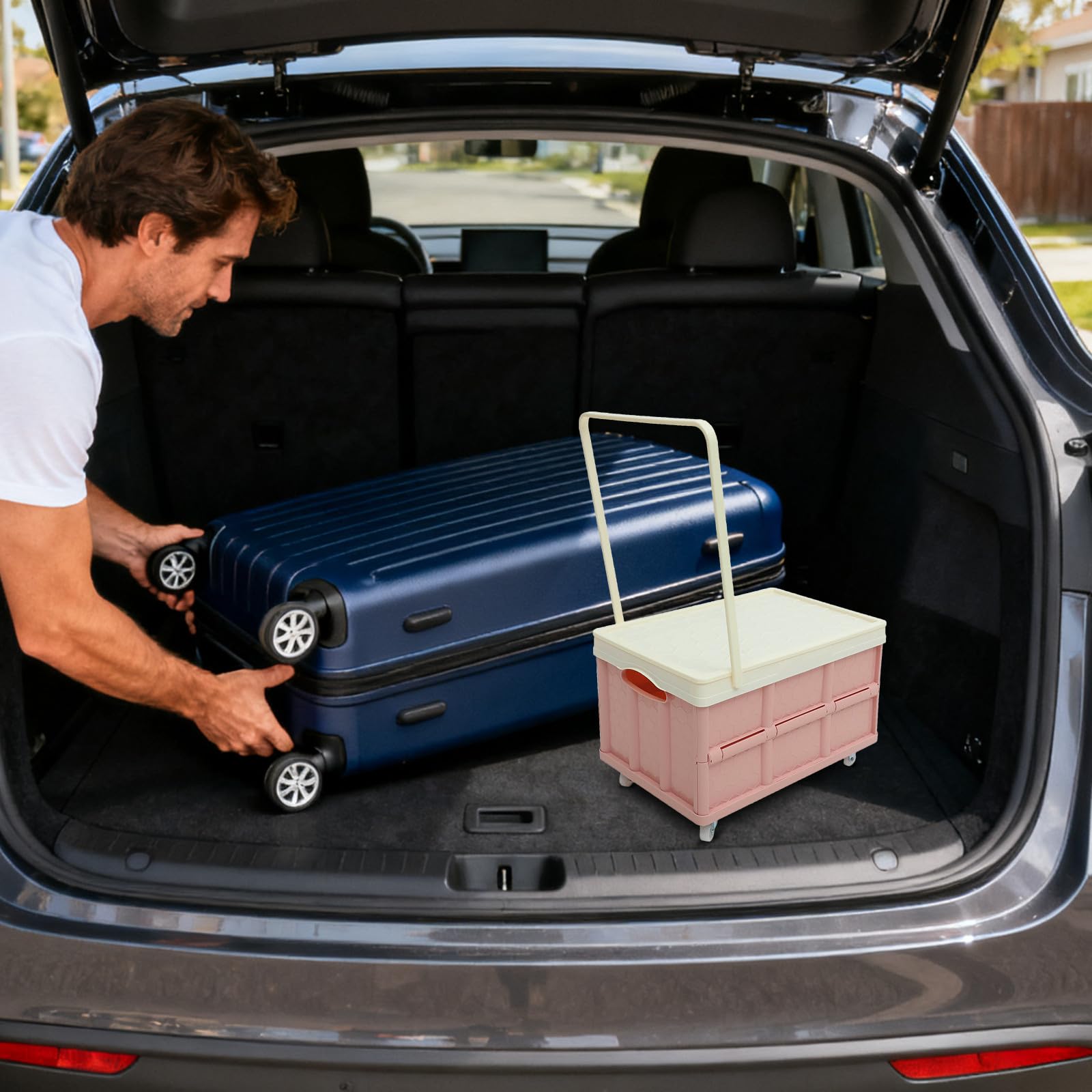 Supvox Kleideraufbewahrungsbox mit Rädern Große Faltbare Aufbewahrungskiste aus Kunststoff Stapelbarer Organizer für Kleidung Platzsparender Lagerbehälter für Zuhause und Auto