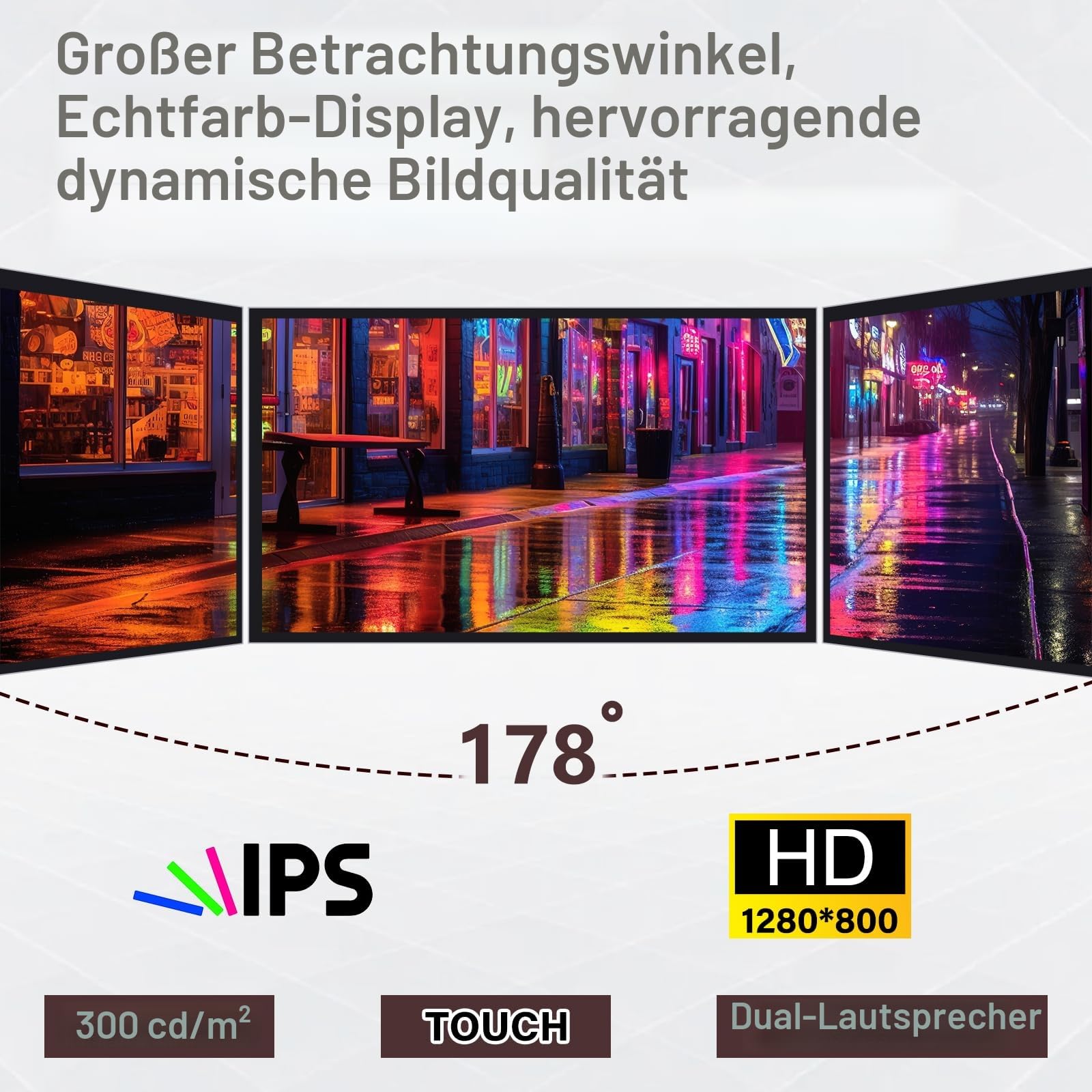 GeeekPi 10,1 Zoll Kapazitiver Touchscreen für Raspberry Pi 5, HDMI IPS Monitor 1280X800 mit Dual Lautsprecher für Raspberry Pi 4B/3B+/3B, mit Montagelöchern zum Installieren des Pi Board