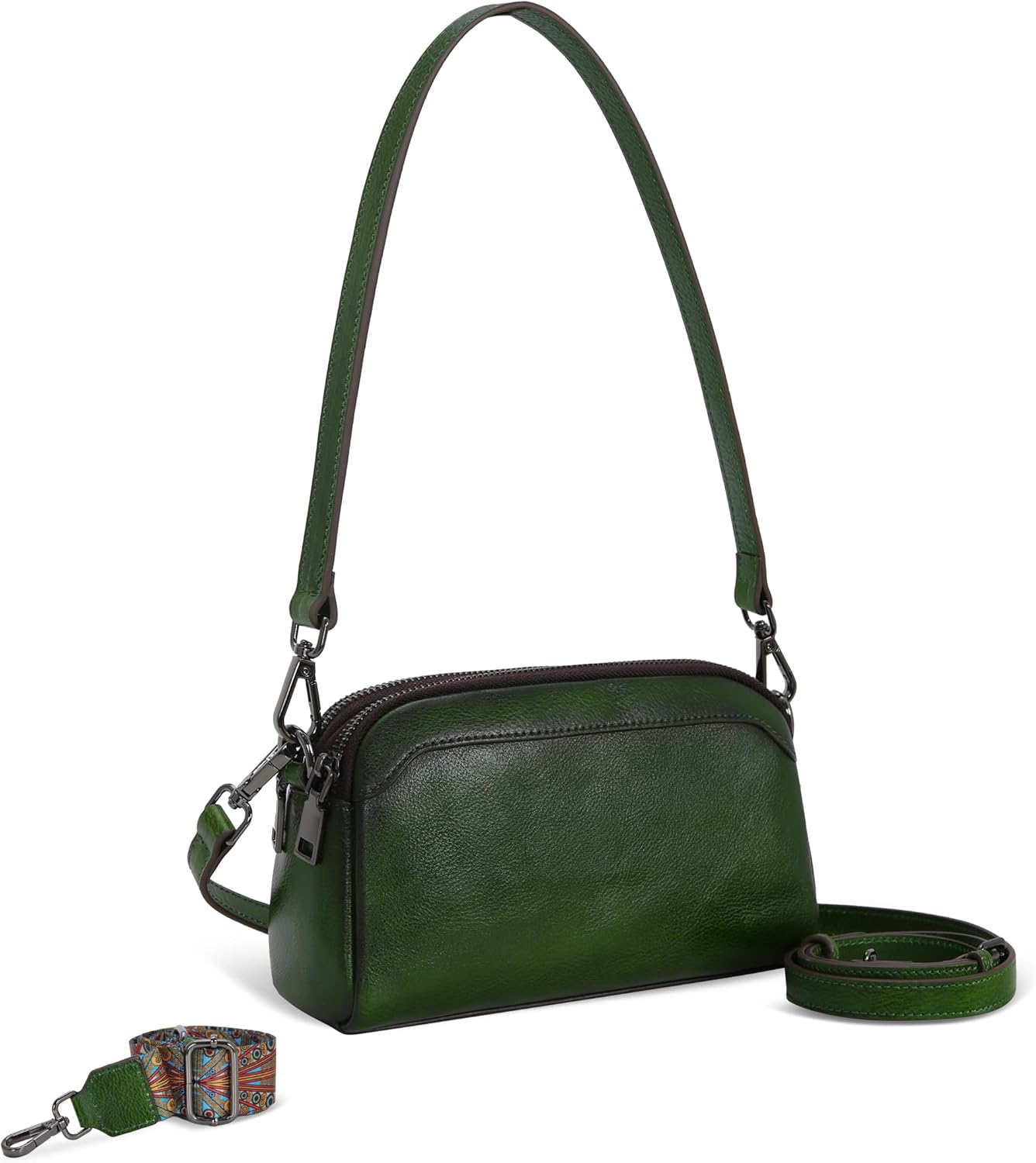 Iswee Leather Purses for Women Small Cossbody Bags Multi Pockets Shoulder Purse Vintage Satchel Bag Daily Travel Purses - Image 7