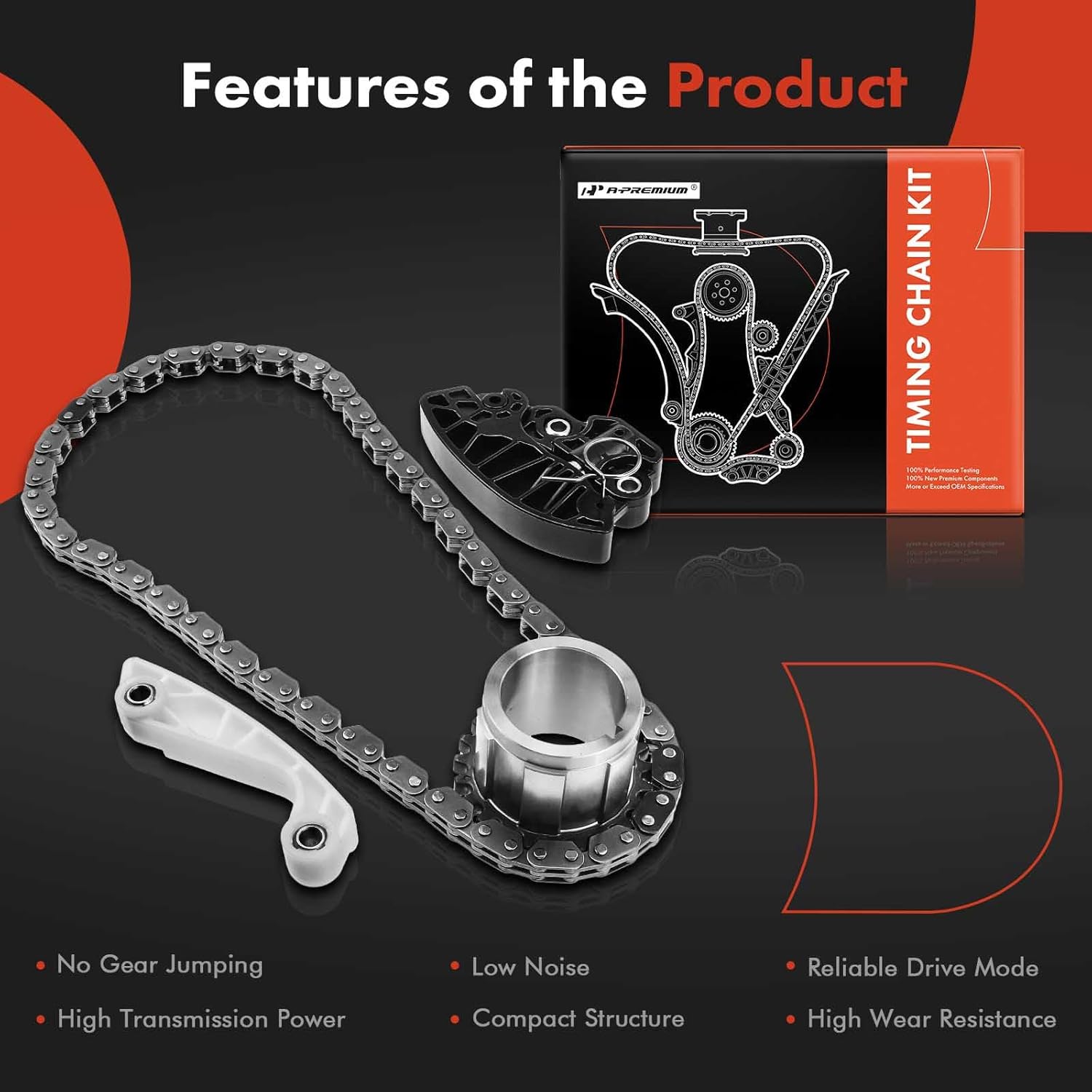 A-Premium Engine Timing Chain Kit [fits OHV, 8Cyl 5.7L 6.4L] Compatible with Ram 1500, 2500, 3500, 4500, 5500 & Jeep Grand Cherokee 09-15, Commander & Dodge Ram 1500, Durango, Charger & Chrysler 300