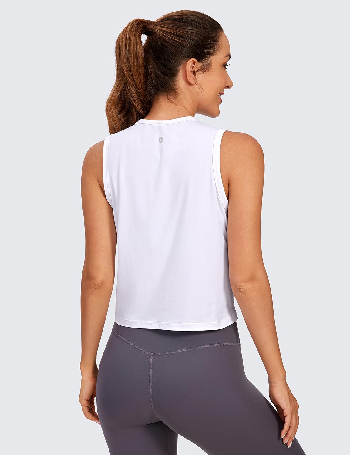 CRZ YOGA Pima Cotton High Neck Cropped Tank Tops for Women Soft Crop Workout Athletic Yoga Basic Sleeveless Shirts - Image 2