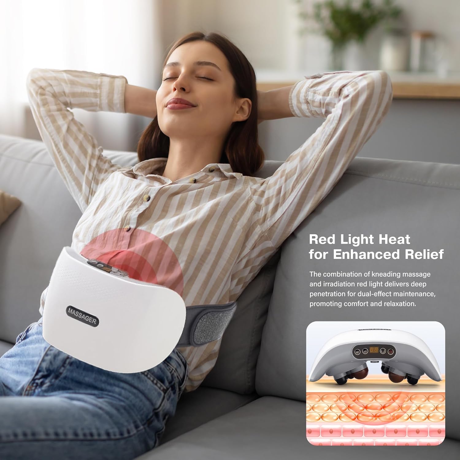 Abdominal Stomach Belly Massager Belt - Rechargeable Automat...
