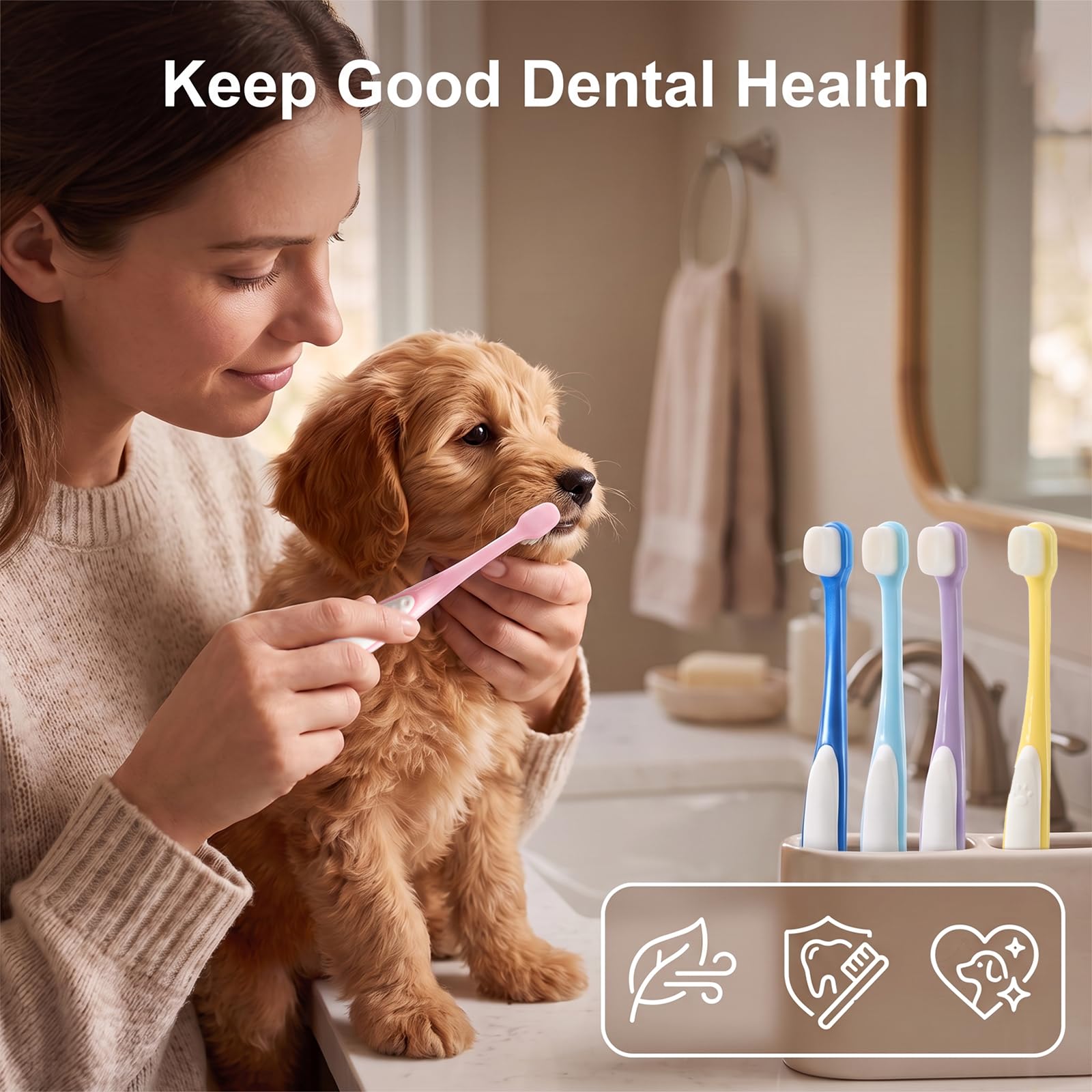 5 spazzolini da denti per cani, setole morbide e sottili da 0,01 mm, per cani e gatti | Testina pratica, comoda impugnatura in PP+PBT, 5 colori per una facile assegnazione, per cani e gatti a casa.