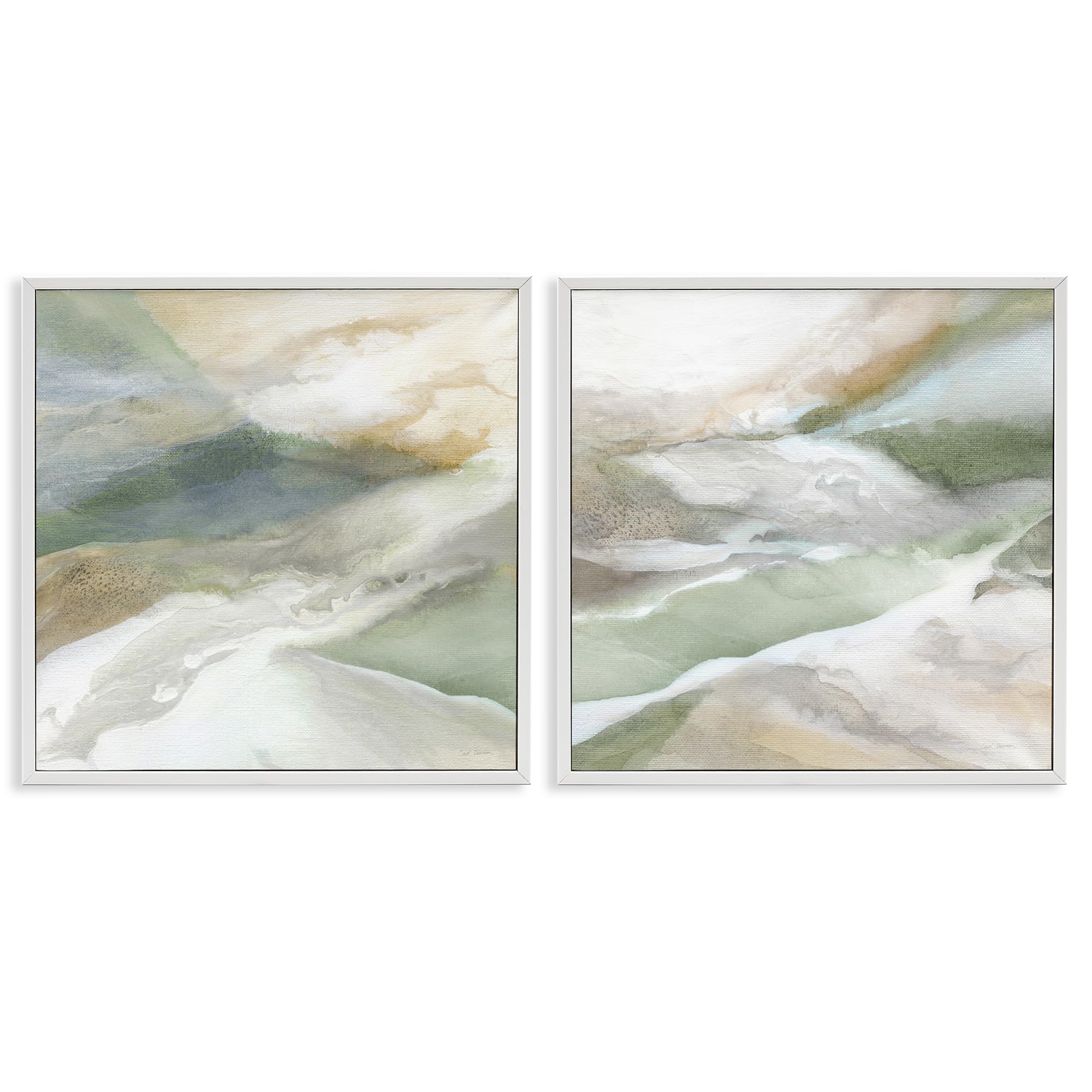 Stupell Industries 'Serene Misty Valley Abstraction', 2pc Framed Giclee Art Set 2, White, 24 x 24 Inches, Easy to Hang and Sturdy, Made in USA, by Carol Robinson