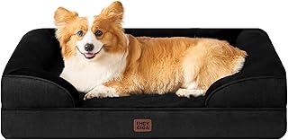 EHEYCIGA Orthopädisches Hundebett Grosse Hunde, 91x68cm, Memory Foam Hundekorb Mittelgroße Hunde, Waschbar Hundesofa Wasserdicht rutschfest, Hundecouch mit Hohem Rand, Schwarz