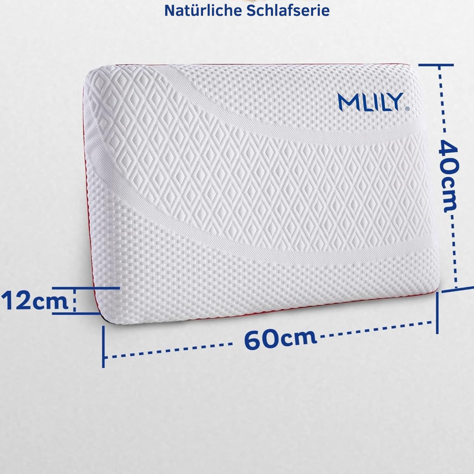 MLILY Kissen Air Memory Nackenkissen Kopfkissen Memory-Schaum Nackenstützkissen, 60×40×12cm Orthopädisches Kissen mit waschbarem Bezug - Zertifiziert mit CertiPUR und Oeko-TEX