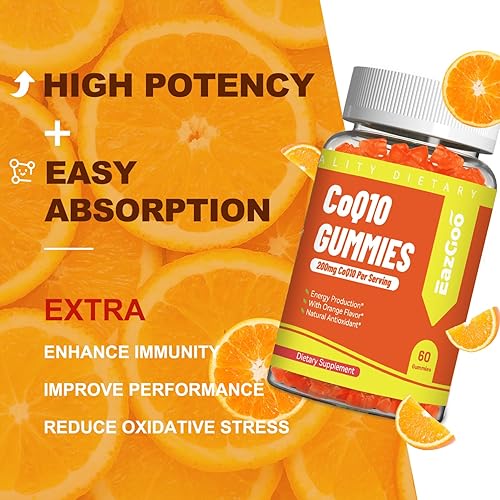Miniatura 5 de Gomitas CoQ10 de 200 mg, suplemento vegano para producción de energía, sin OMG, sin gluten (60 gomitas)