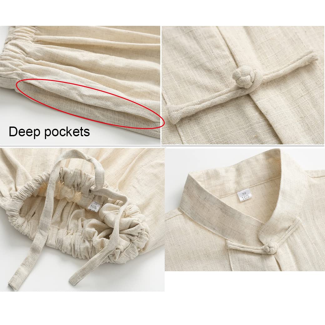 Linen Martial Arts Kung Fu Giacca Uniforme Pantaloni Cinesi Abiti Tradizionali Tradizionali Abiti per Maniche Lunghe, Tai Chi Ala Chun Camicia da Allenamento grey-3XL