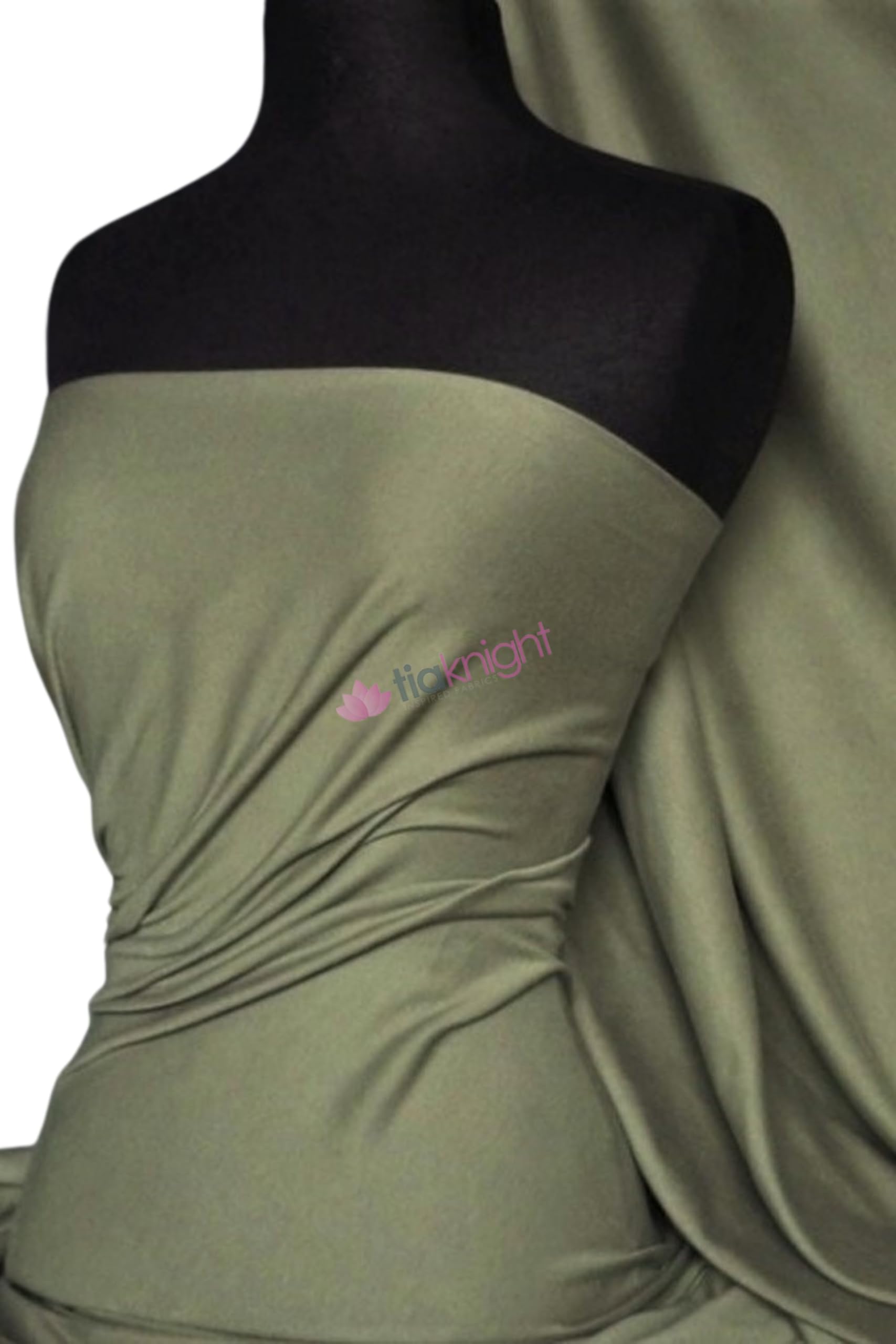 Tia Knight Olive Soft Fine 1X1 Rib 100% Cotton Knit Jersey Fabric | Soft T-Shirt Material | Over 50 Colours | Oeko-Tex Certified | Same Day Dispatch | By (Q61) (Olive)