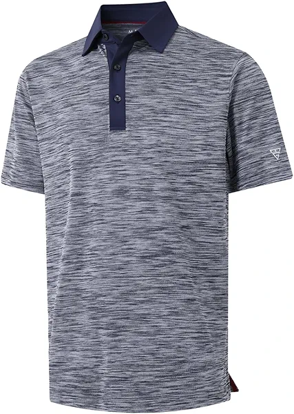 M MAELREG Golf Shirts for Men Dry Fit Moisture Wicking Pique Performance Casual Sport Mens Polo Shirts Short Sleeve Navy Heather