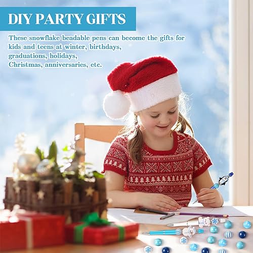 Vista 18 de Geyee Juego de 12 Bolígrafos de Plástico con Cuentas Surtidos, Bolígrafos con Cuentas de Cristal y Madera, Espaciadores Redondos, Tinta Negra