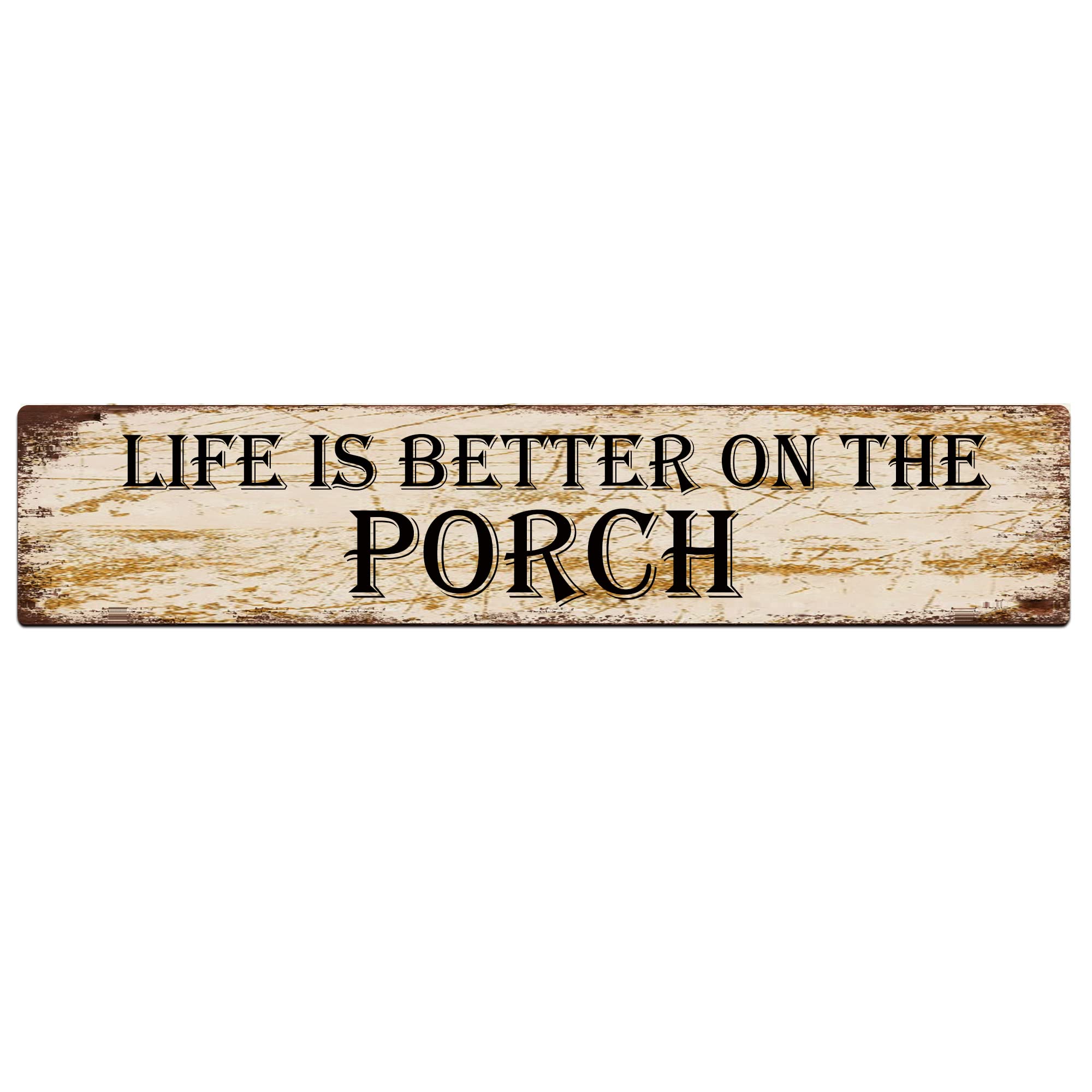 Life is Better on The Porch Retro Tin Signs Aluminum Metal Sign for Kitchen Home Garden Wall Bar Cafe Decor 4x16 Inch