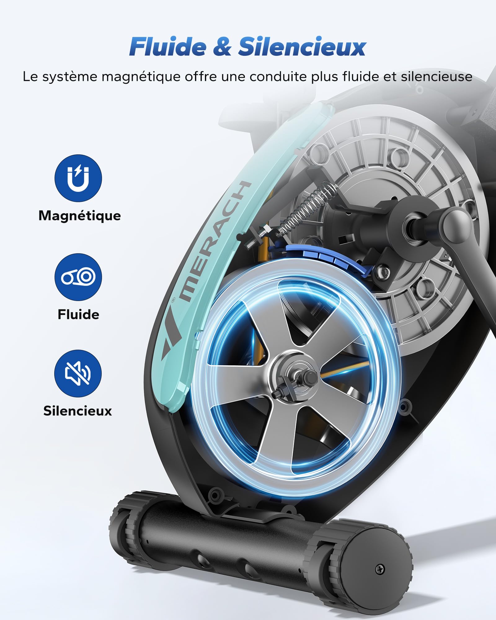 MERACH Velo D Appartement Silencieux avec App Entraînement, 4 en 1 Vélo D’Appartement Pliable avec Résistance Magnétique 16 Niveaux, Écran LCD, Mesure du Pouls, Bande de Résistance, Selle Confortable