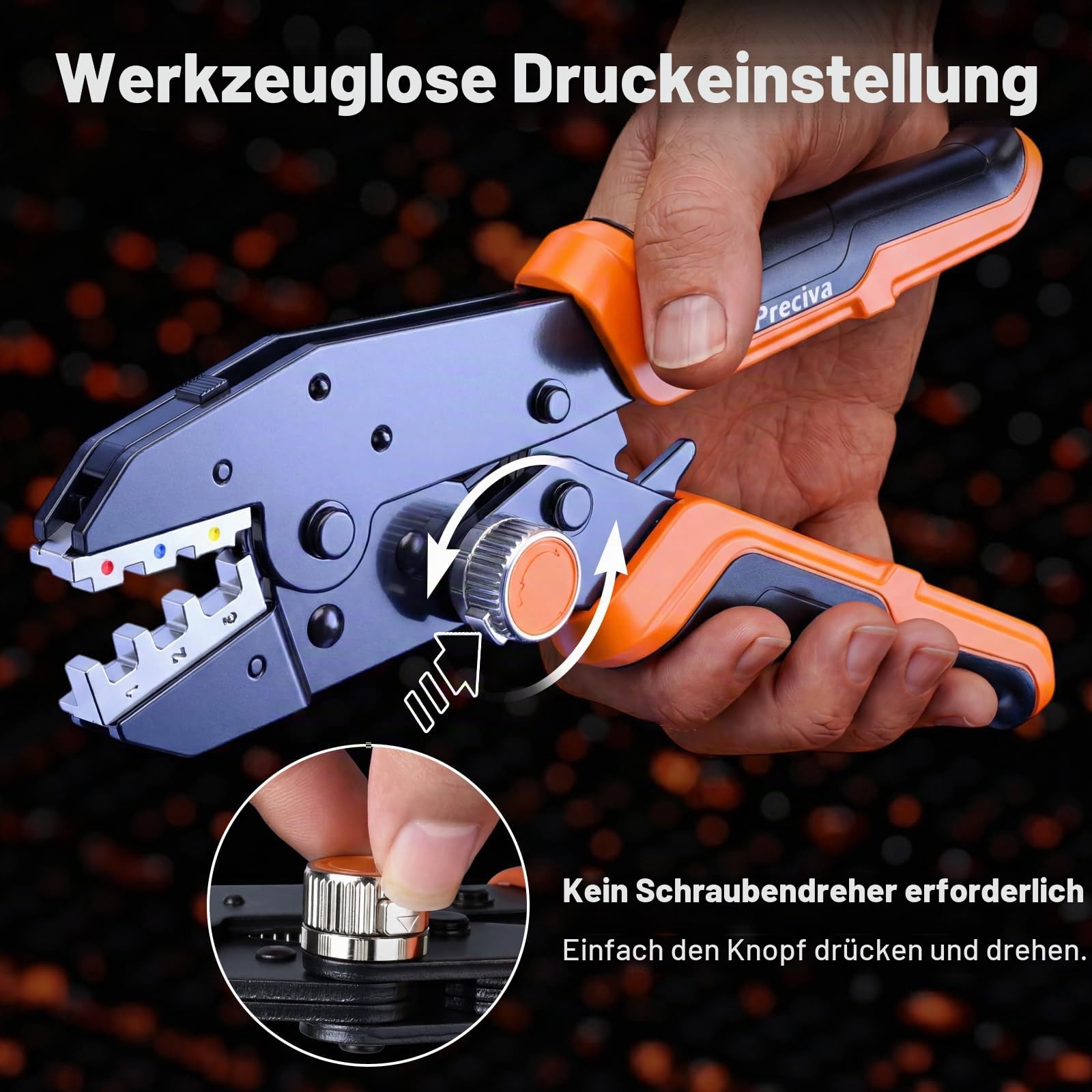 Crimpzange Wechselbacken Set, Preciva 6-teiliges Schnellwechselbacken Crimpwerkzeug Set mit Aufbewahrungsbox für Aderendhülsen, Kabelschuhe, Schrumpfverbinder, Flachstecker, Solarstecker