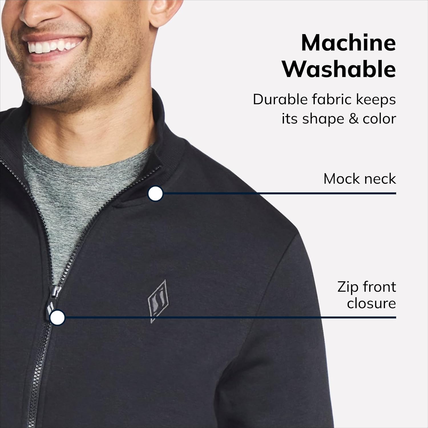 Skechers Men's Hoodless Hoodie GO WALK Everywhere Full Zip Mock Neck Jacket - Image 8