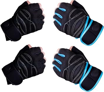 FOMANN Gym Weight Lifting Gloves 2 Pk with 12" Wrist Wraps Support for Gym WorkoutCrossFit Fitness & Cross Training