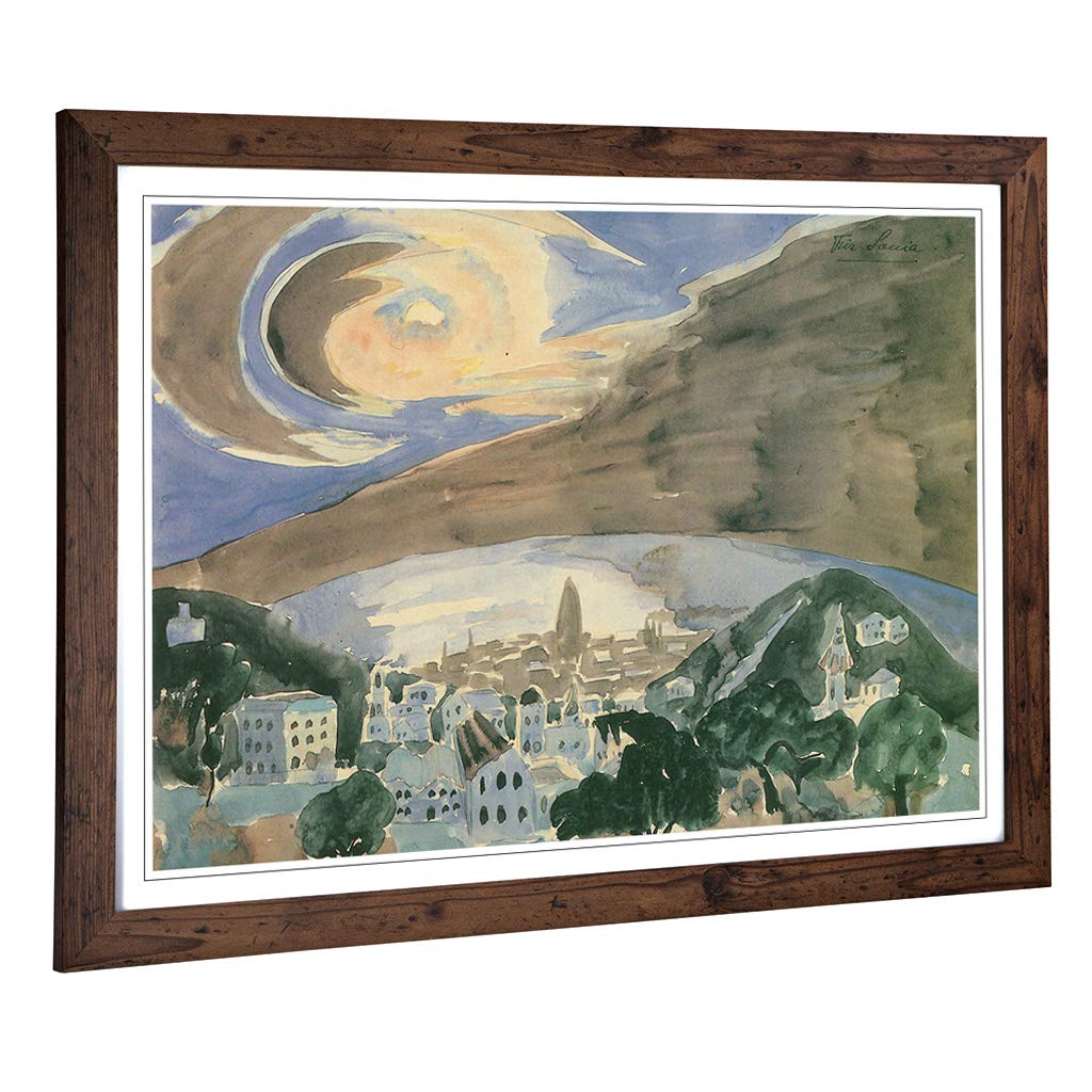 Big Box Art Framed Print of Walter Gramatte Barcelona Design | Wall Art Picture | Home Decor for Kitchen, Living, Dining Room, Bedroom, Hallway, Office, Walnut, A2 / 24.5x18 Inch / 62x45cm