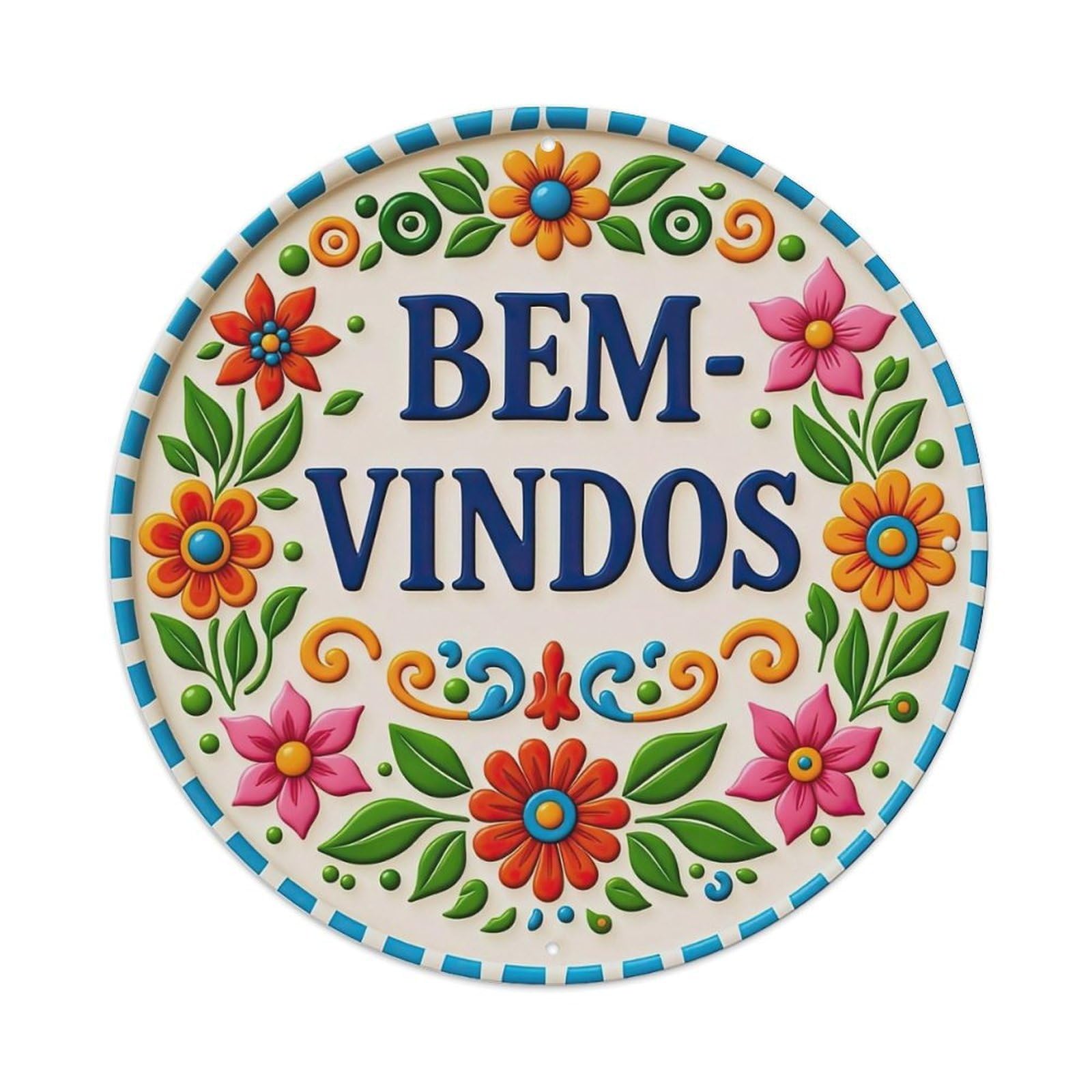 Portuguese Bem-Vindos Welcome Metal Tin Sign