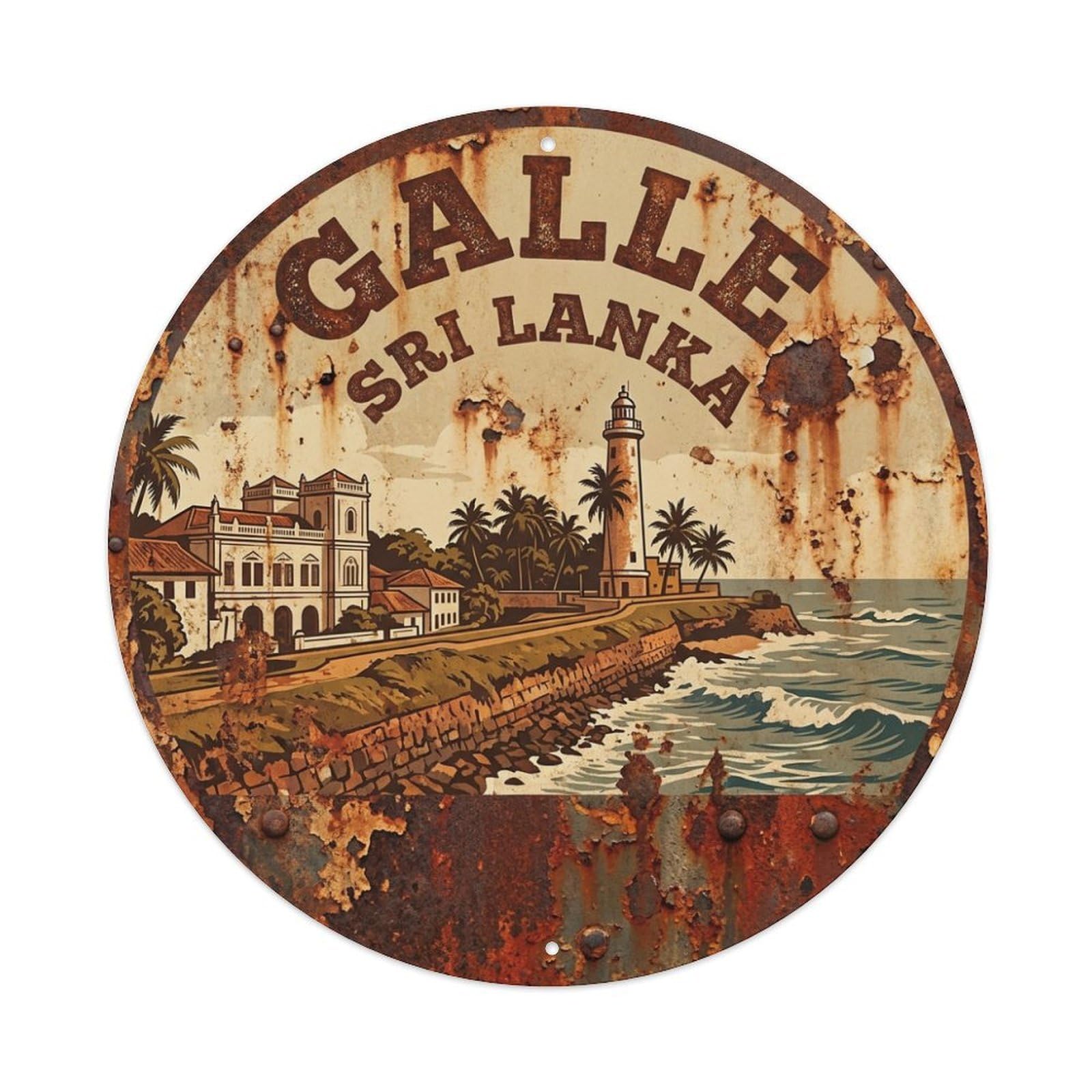 Travel Vintage Sri Lanka Galle Metal Tin Sign