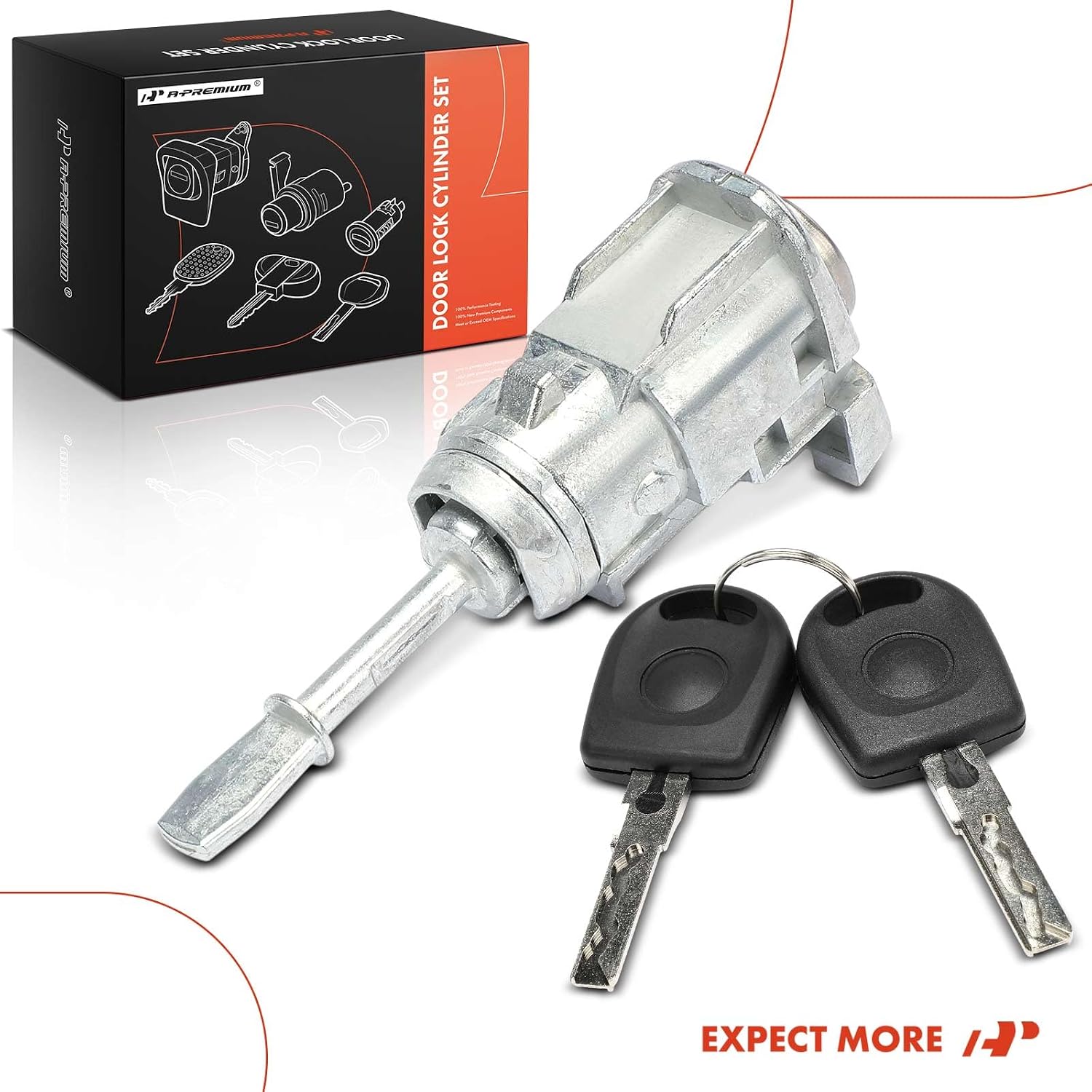 A-Premium Front Left Driver Side Door Lock Cylinder Kit with Keys | Compatible with Volkswagen Jetta 1999-2010, Door Lock Cylinder Set for 1U0837167D, 1U0837167E, 1U0837167F