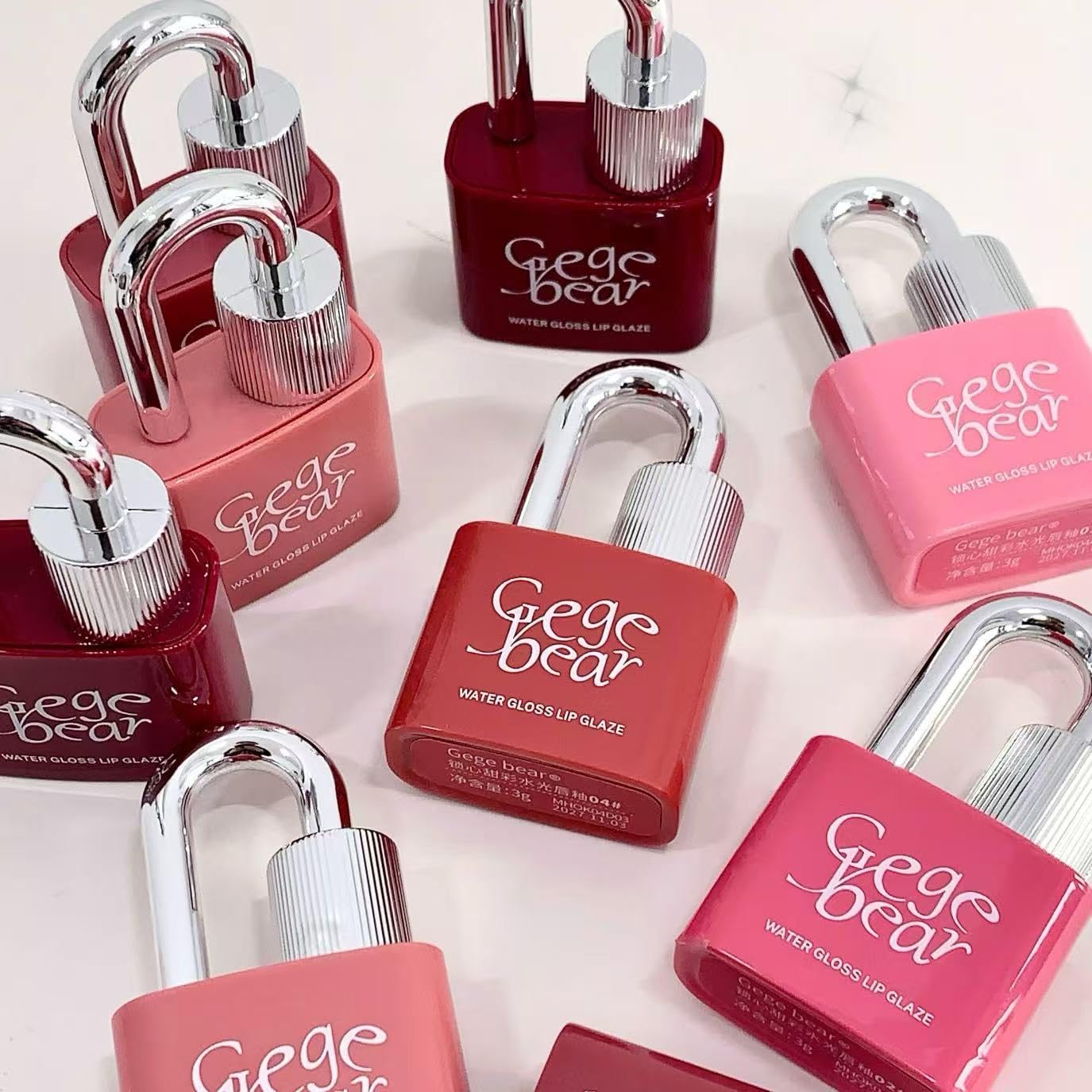 Gege Bear Lock Heart Water Lip Gloss | Glossy Finish with Flocking Brush | Non-Sticky Texture | Waterproof Long Lasting Lipgloss | Stylish Padlock Packaging | Longwear Lip Glaze for Girls & Teens | Soft Nude & Red Tints Shades | Lightweight Cute Liquid Lipstick (06# Berry Plum, 3g)-image-28