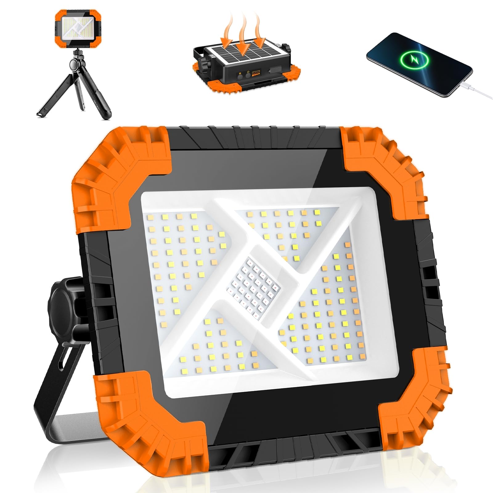 LINKE Foco LED Recargable Solar 2000 Lúmenes 20000mAh, 3 Temperaturas (2700K/4000K/6500K) + SOS, Carga Solar/USB-C, Power Bank IP66, 2 Imanes Potentes, 25h Duración para Taller/Camping/Emergencias