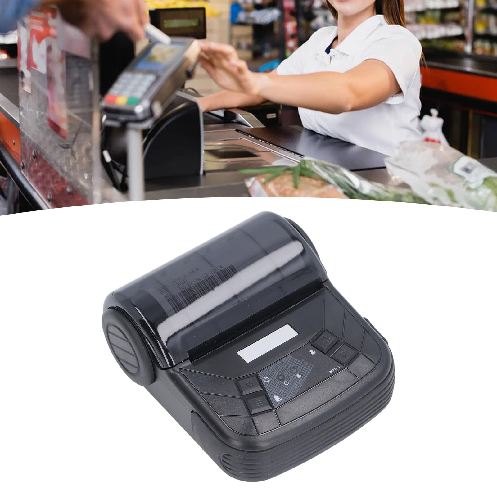 Eujgoov Stampa ad alta velocità termica della stampante della ricevuta di 80mm per il nero del ristorante del centro commerciale (con il caso)