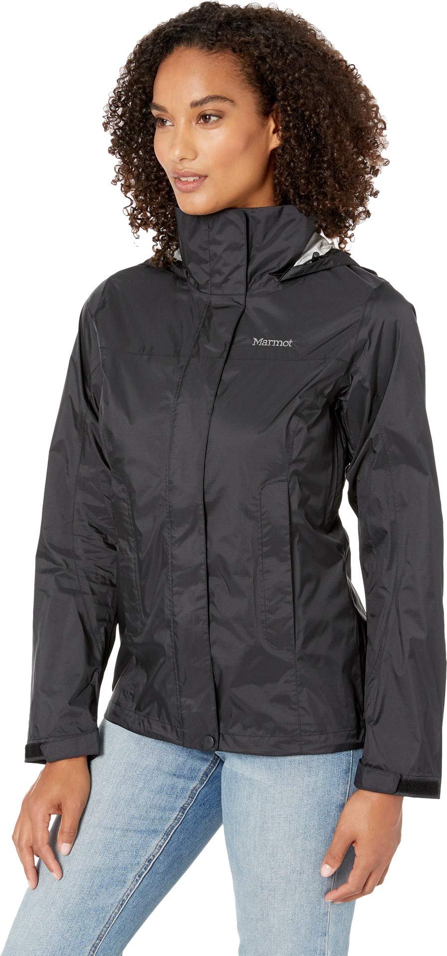Marmot Damen Wm's PreCip Eco Jacket, Wasserdichte Regenjacke, winddichter Regenmantel, atmungsaktiv, faltbarer Hardshell Windbreaker, ideal zum Fahrradfahren & Wandern, Black, M