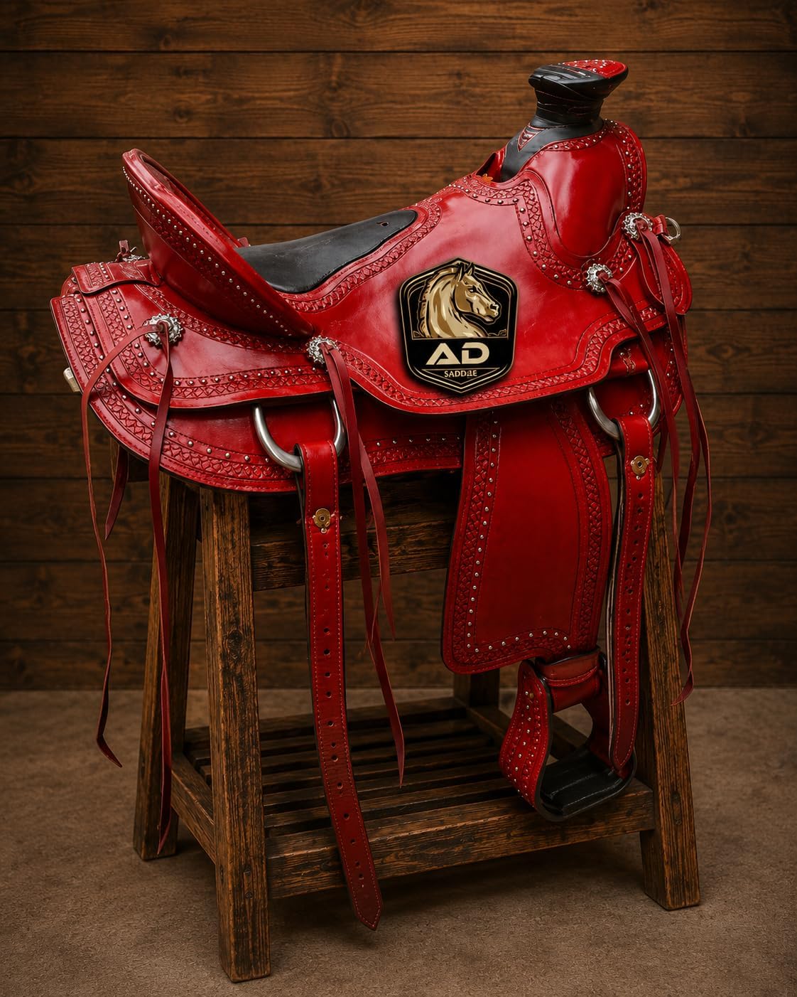 Wade Horse Saddle Leather Tree A Fork Roping Ranch Work Adult & Pony Tooled Craved Handmade Premium Western Equestrian Trail Tack For Horse Riding Saddle Size: 10"-18" inches Seat, MO-WHR-11