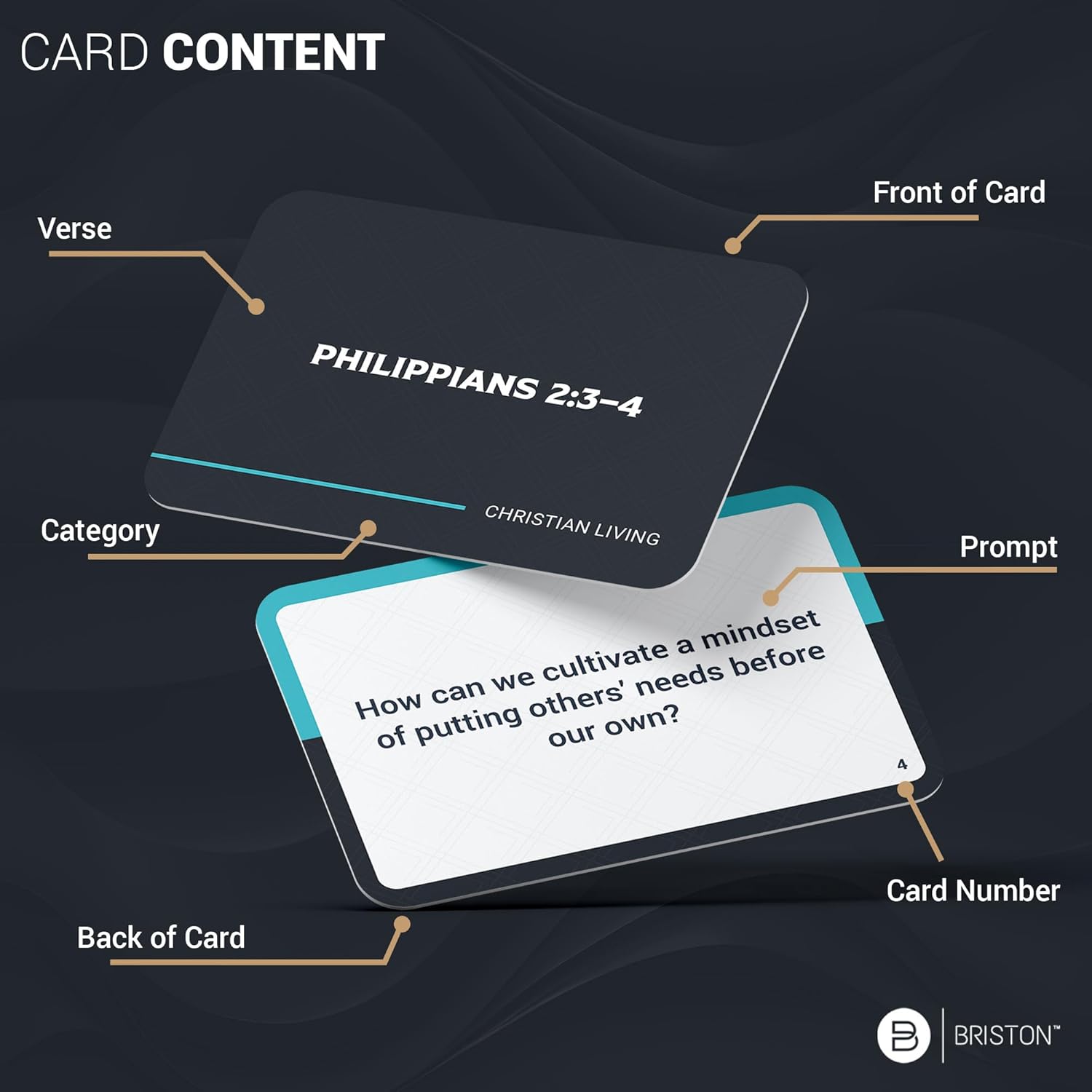 Thrive Small Group Bible Discussion Cards – 200 Scripture Flash Cards with Study Prompts for Devotion, Church, Youth Group, Christian Education, Family Bible Study, Faith Conversation Game by Briston