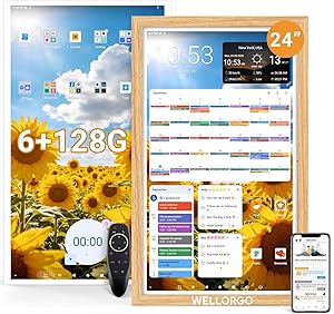 Smart Digital Calendar, 24” Electronic Planner with FHD Touch Screen & Remote Control, Electric Family Organizer with Chore Chart Google Play Customizable App, Desk Tablet with Camera