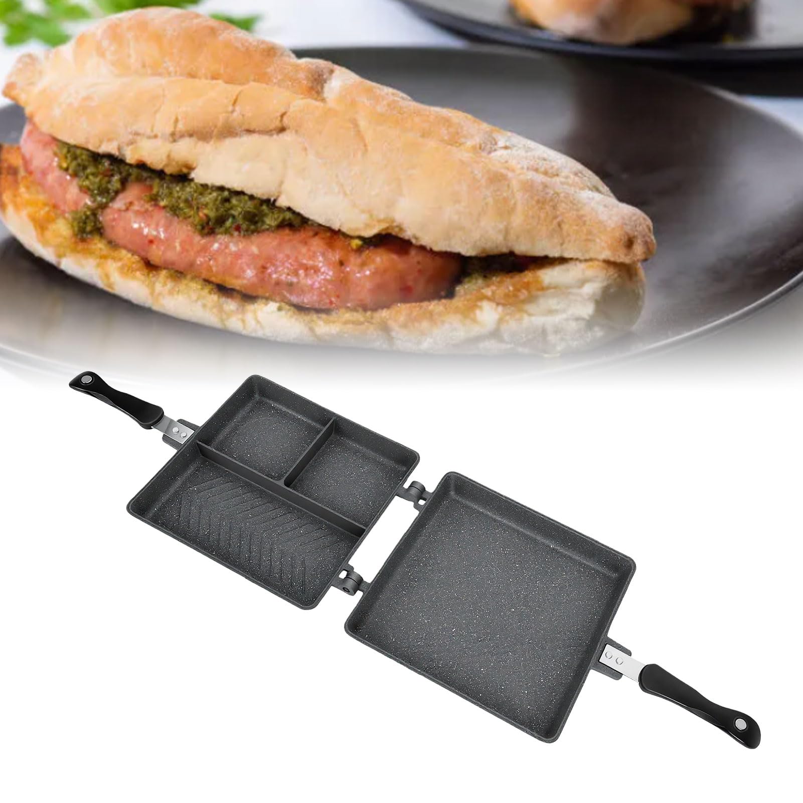 XUMIUZIY Grill Padella Antiaderente per Domestica (GREY)