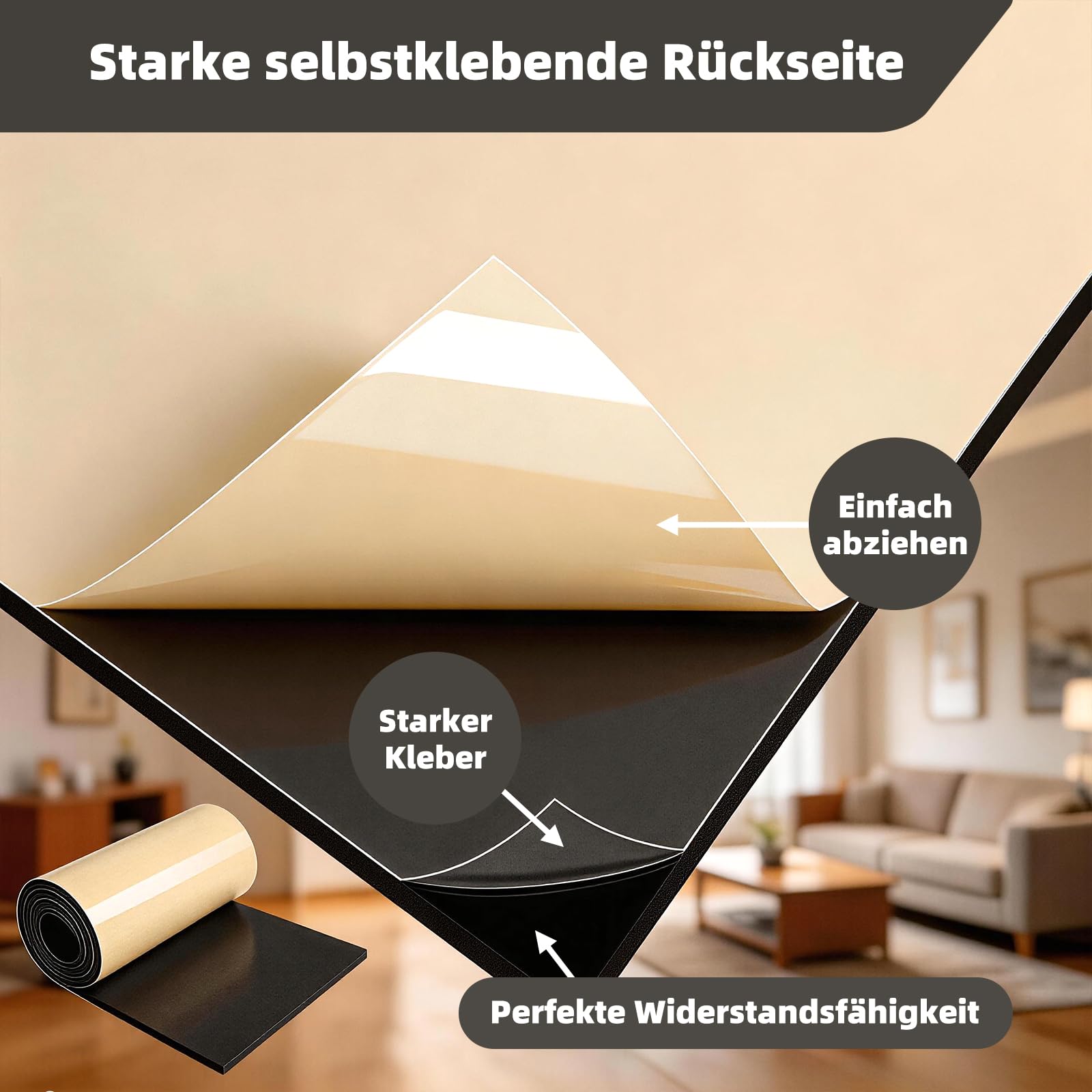 Plaque de Mousse Autocollante 2m x 300mm x 1,5mm Antidérapant Acoustique Voiture