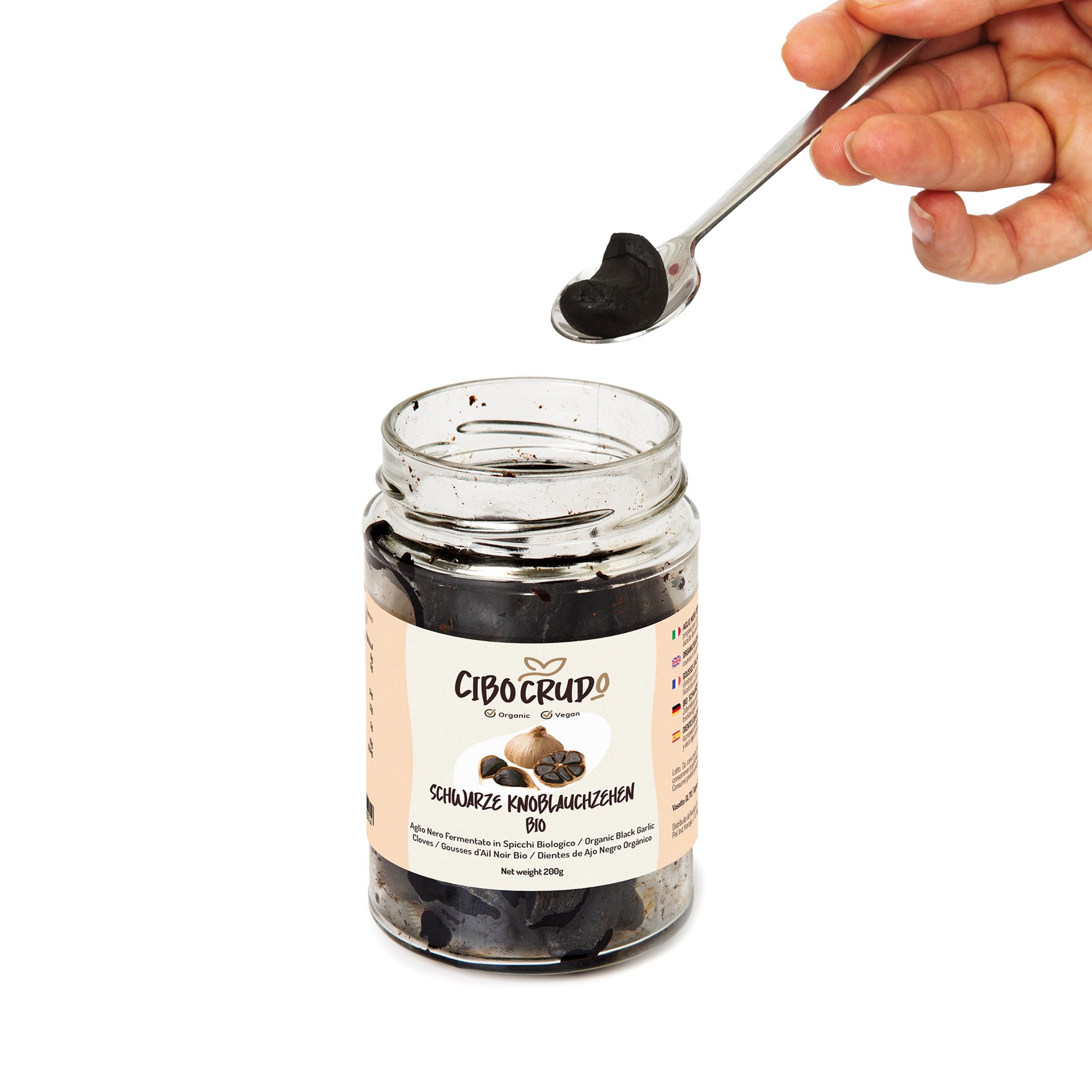 Schwarzer Knoblauch Bio Fermentierter – 200g. Premium Qualität Fermentierter Knoblauch aus Spanien Reich an Mineralsalzen Vegan & Natürlich. Energetisierend und Antioxidativ. Black Garlic.
