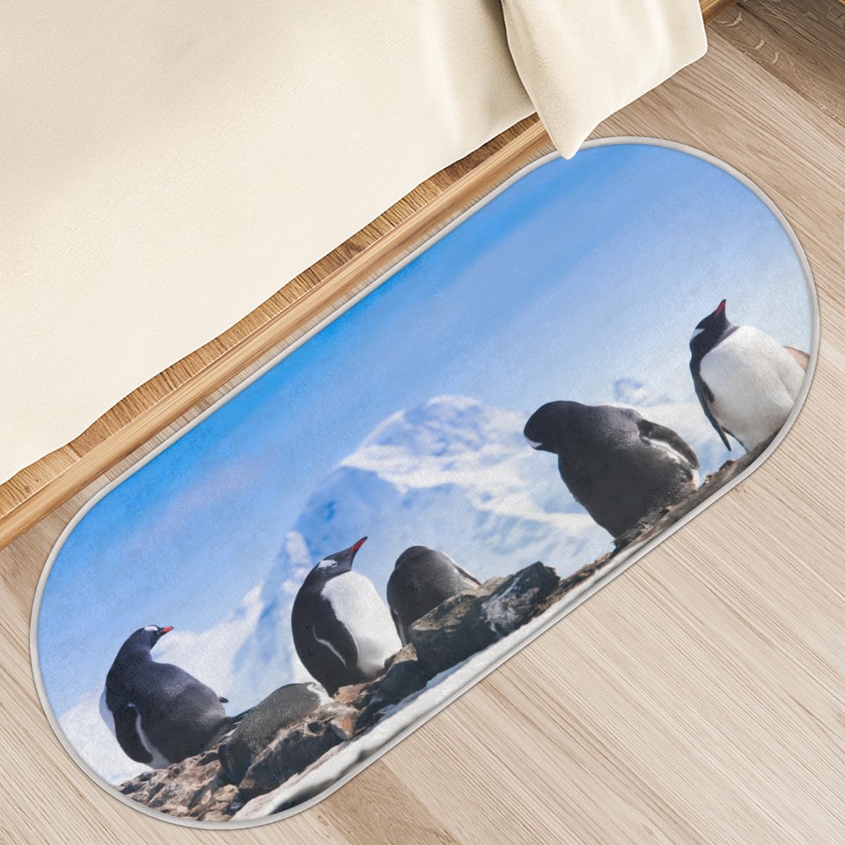 TropicalLife Antarktyda wybrzeże pingwina dywanik mata 50 x 120 cm, pingwin długie włosy pogrubione dywaniki do pokoju kuchni domu łazienki wewnątrz antypoślizgowa mata podłogowa dywaniki