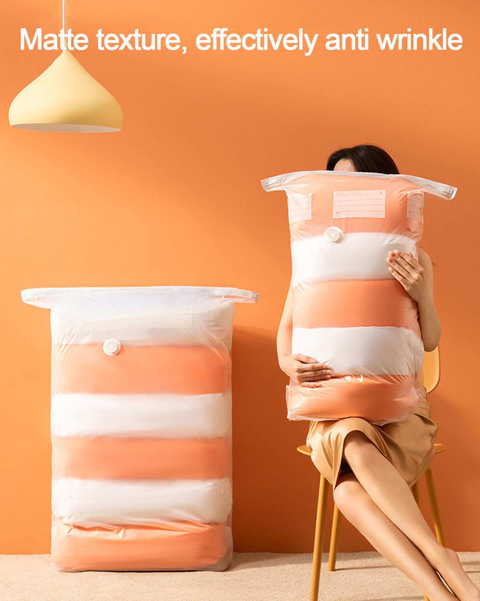 Juego de 5 bolsas de almacenamiento al vacío para ahorrar espacio, no necesita bomba, bolsas selladoras al vacío extragrandes para ropa de cama, ropa, almohadas, mantas, accesorios de viaje