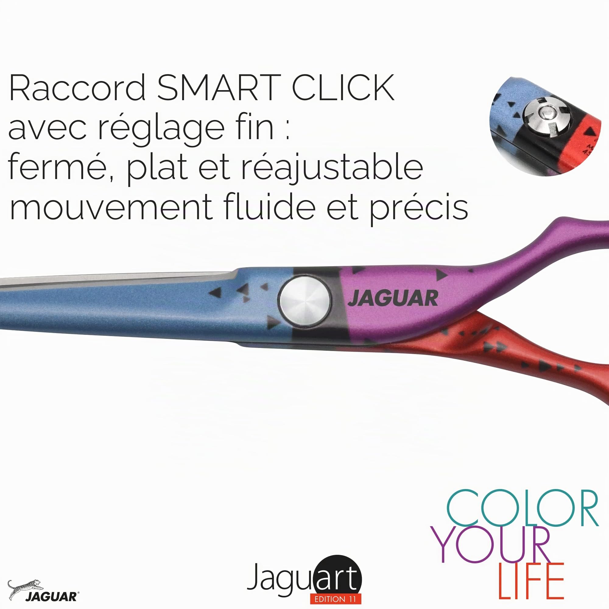 JAGUAR Ciseaux de coiffeur JaguART Focus ON 14,7 cm | Ciseaux de coiffure au design offset | Revêtement high-tech hypoallergénique et résistant de qualité photo | Fabriqué en Allemagne