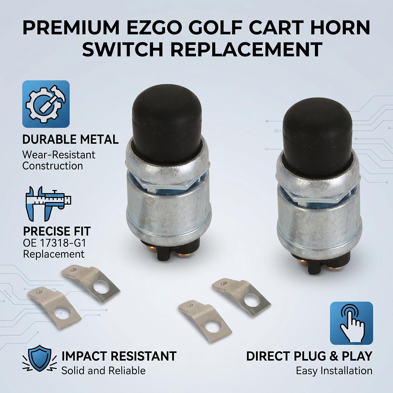 12V Horn Switch Button, 2pcs 17318 G1 Compatible with 1993-2022 Car Horn Control Replacement for 12 Volt Vehicle Systems