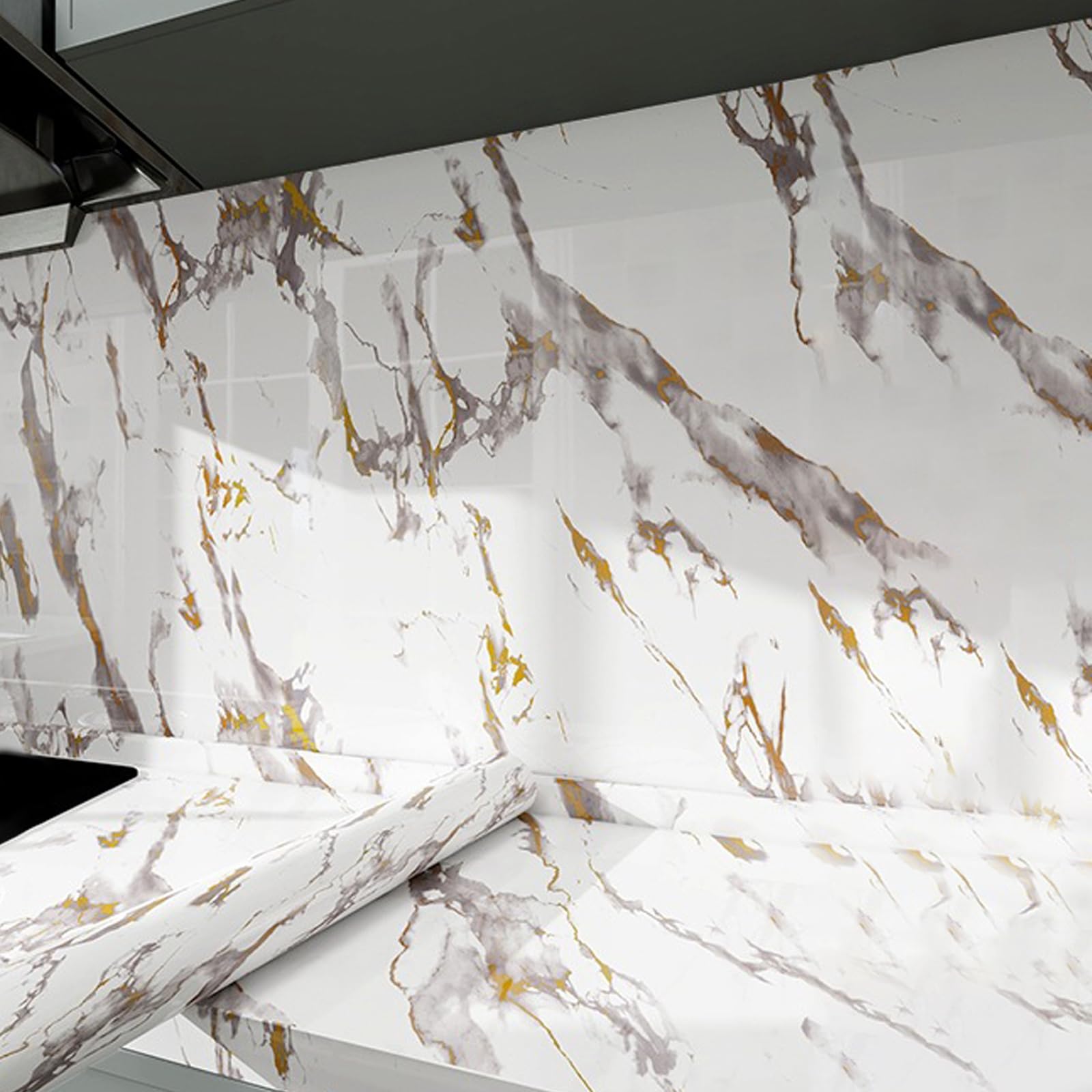 Foelanne Style C Back Self Adhesive Wallpaper, Marble Contact Paper Multicolor Multiple Sizes(,60Cm*5M)