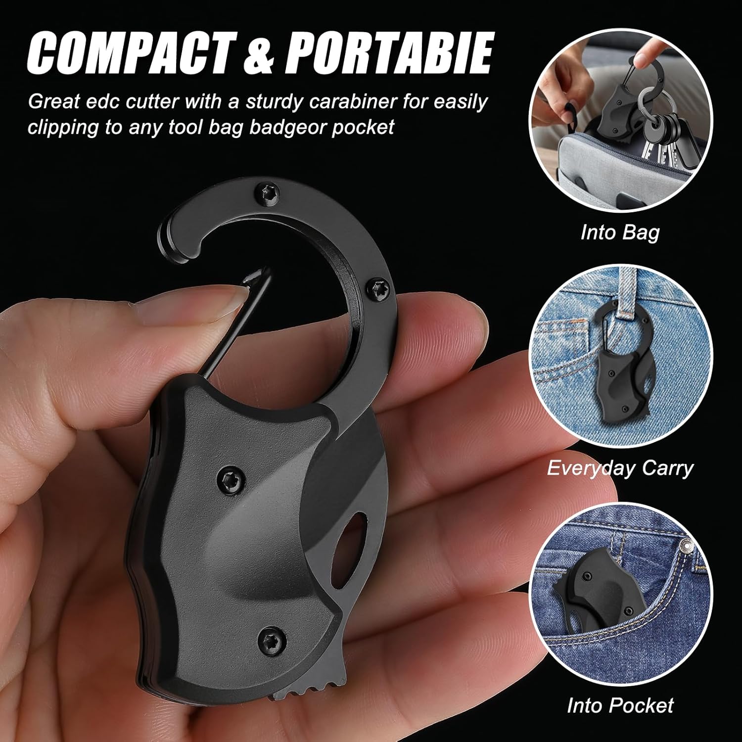 Mini Folding Knife With Box Cutter, 2 Packs 1.38 inch Blade Carabiner Knives For Couples Girlfriend Boyfriend, EDC Gadget Tool for Everyday Carry