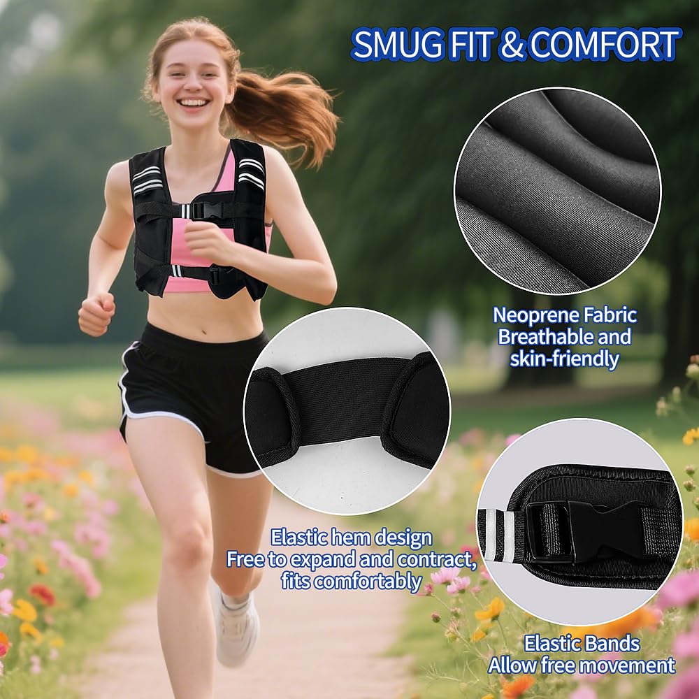 Gilet Zavorrato, 5KG, Giubbotto Zavorrato per Aumentare il Carico e l'Intensità dell'Allenamento, Perfetto per Rafforzamento, Corsa, Cardio, HIIT, Gilet Zavorrato da Corsa per Donna e Uomo