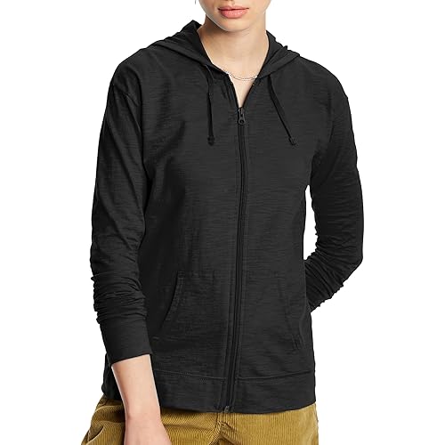Hanes Women's Full Zip Slub Cotton Jersey Hoodie