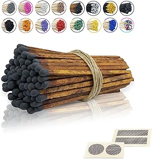 4" Inch Long Wooden Refill Matchsticks with Strike Stickers - Safety Matches Wholesale Bulk Loose by Chandler Studio (Brown-Black, 50 Pieces)